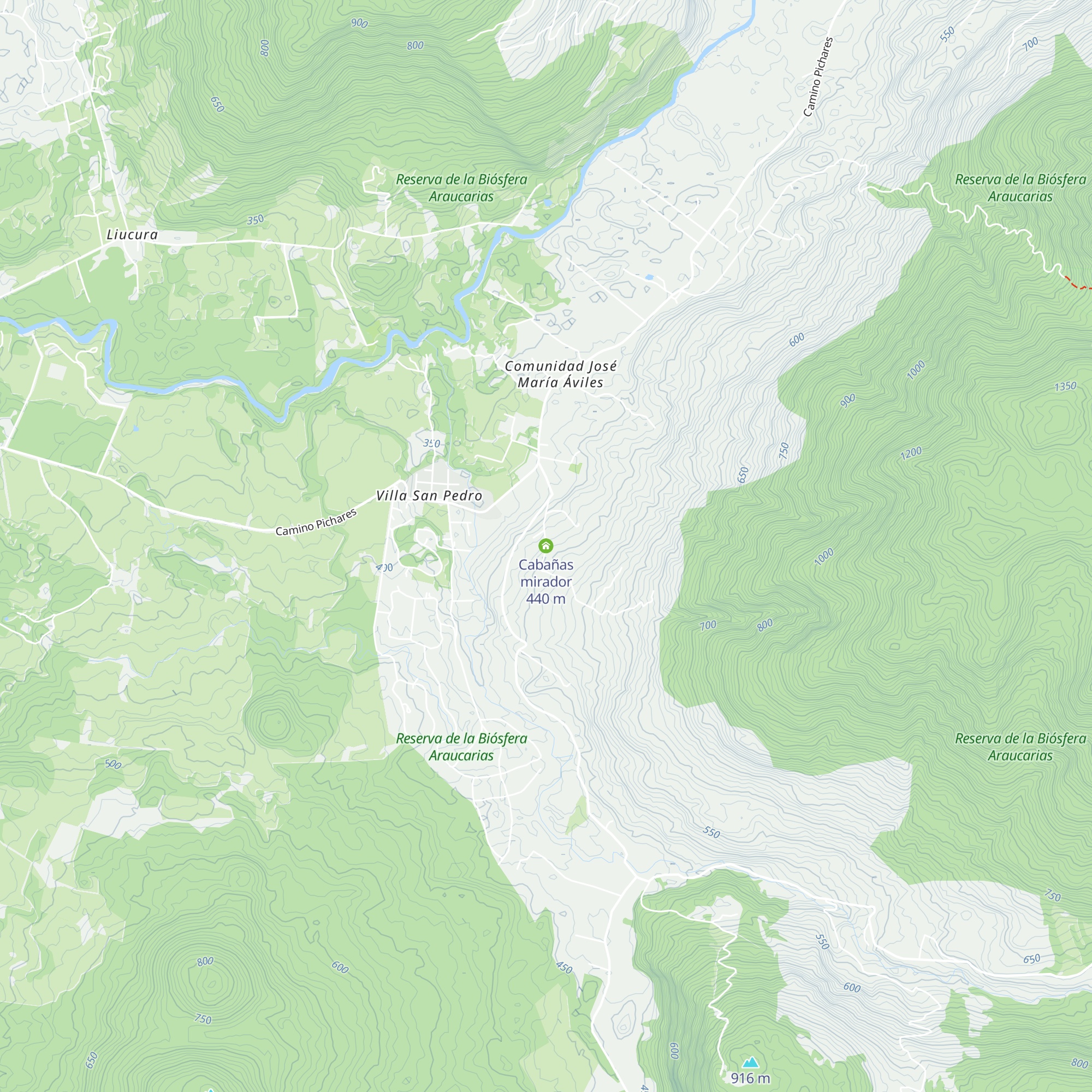 Cabañas mirador map