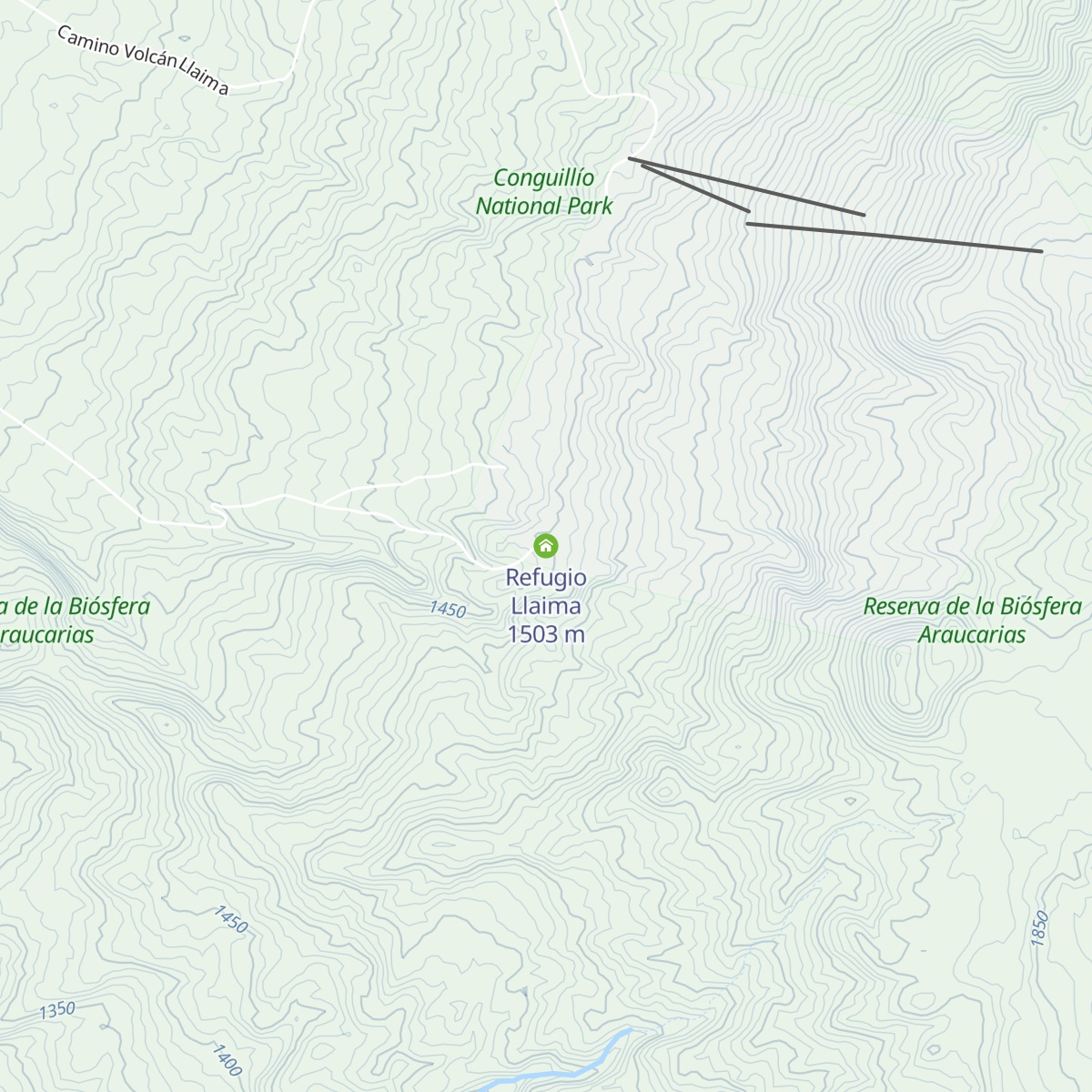 Refugio Llaima map