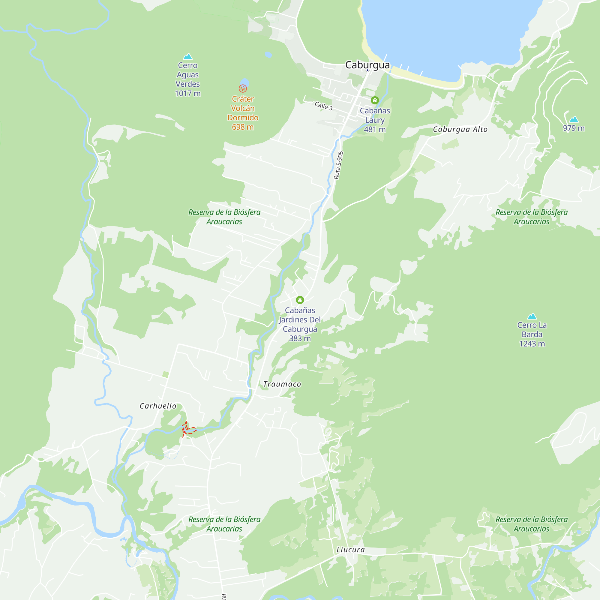 Cabañas Jardines Del Caburgua map
