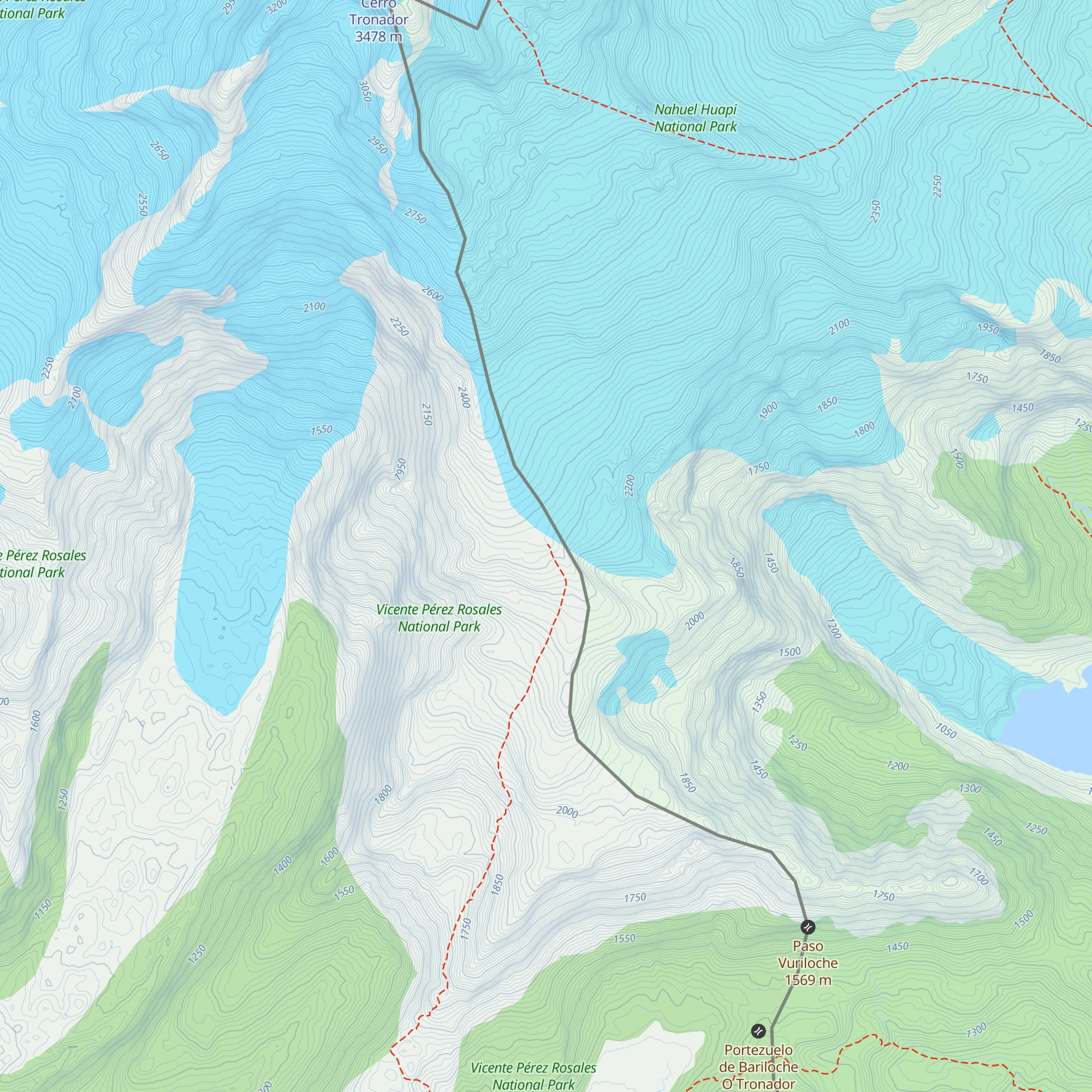 Refugio Viejo del Tronador map