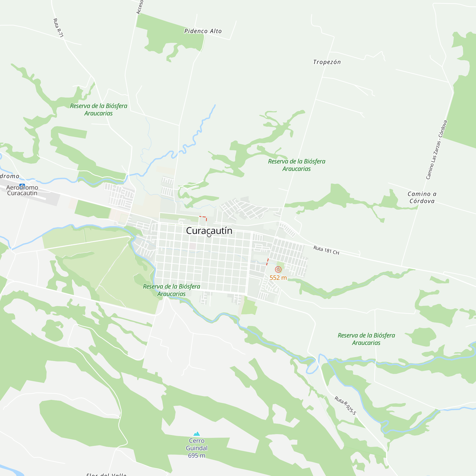Cabañas Curacautín map