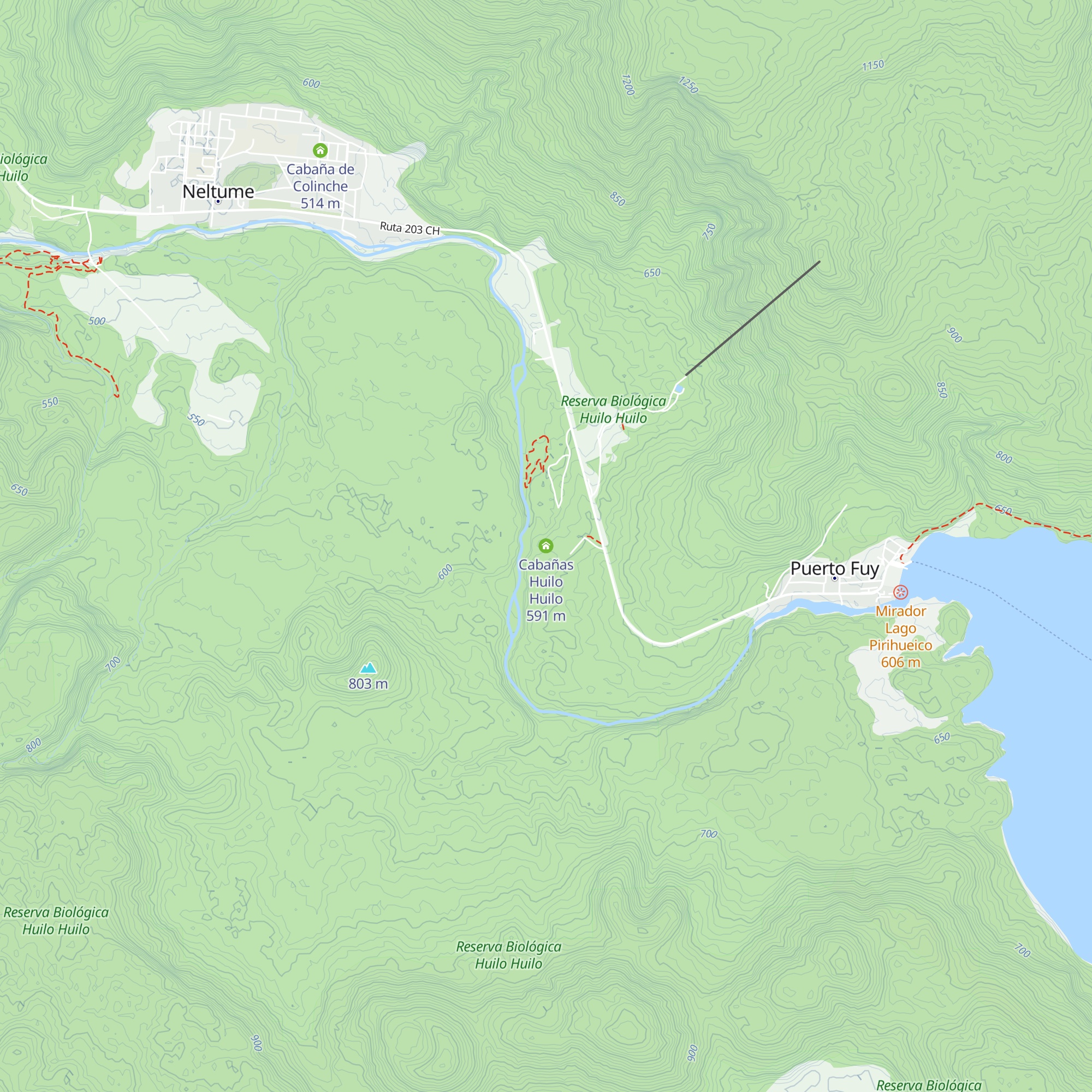 Cabañas Huilo Huilo map