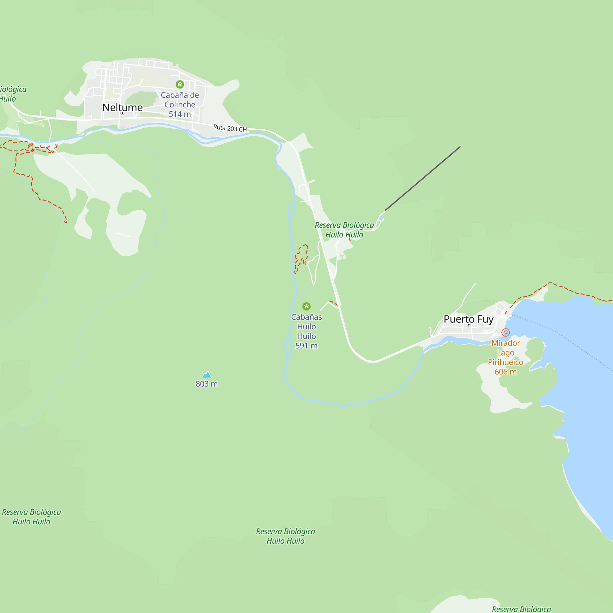 Cabañas Huilo Huilo map