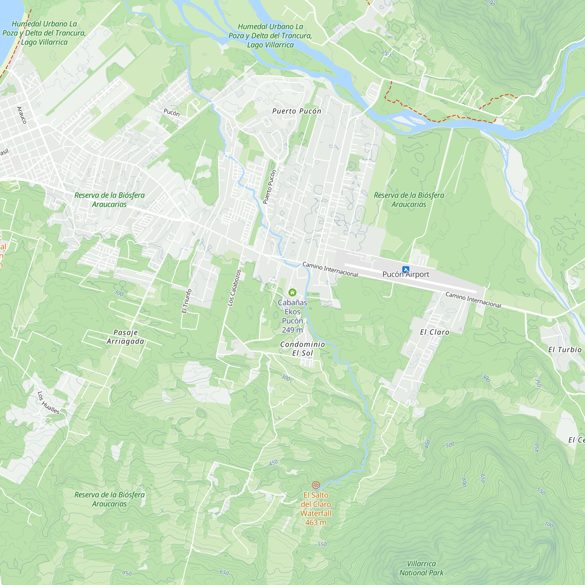 Cabañas Ekos Pucón map