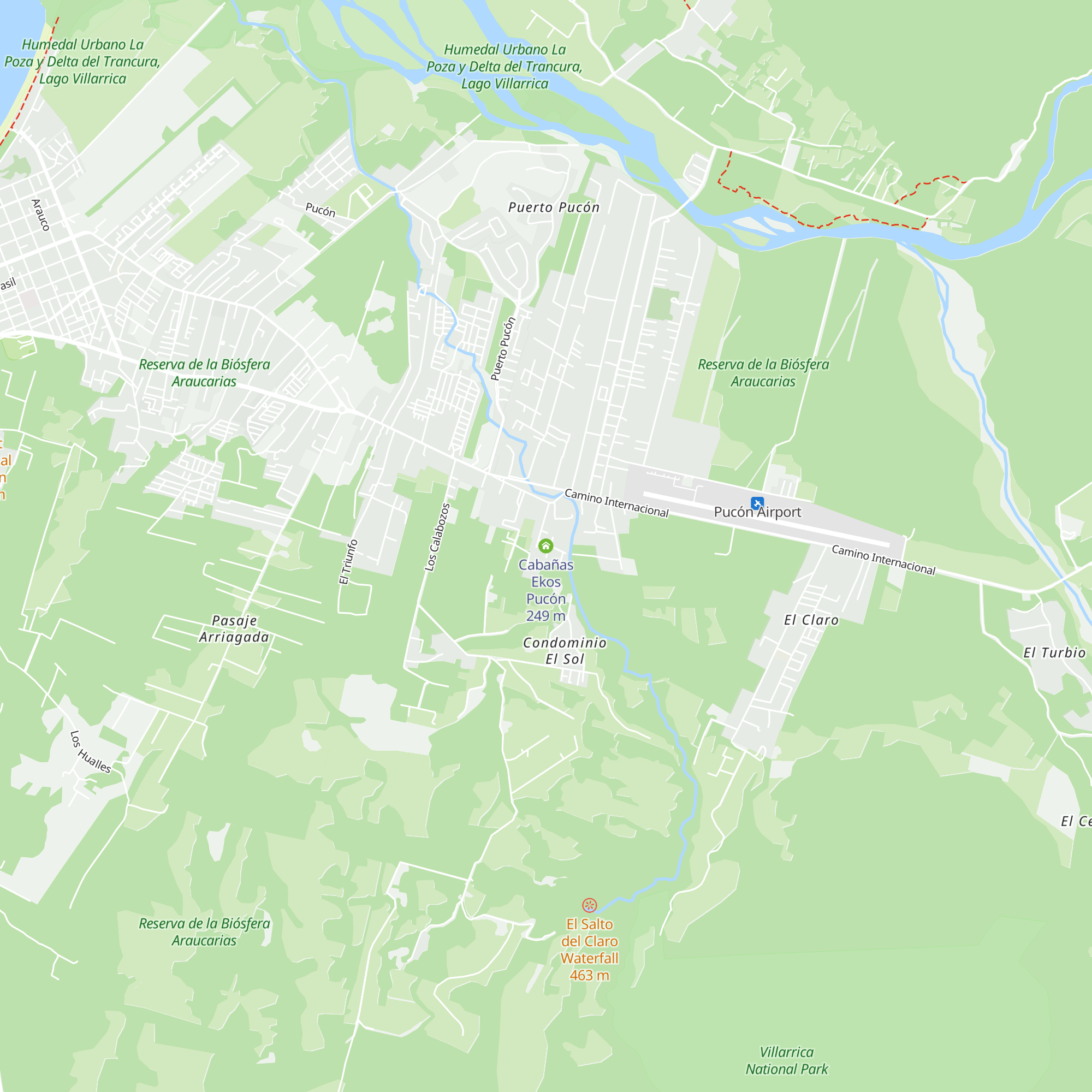 Cabañas Ekos Pucón map
