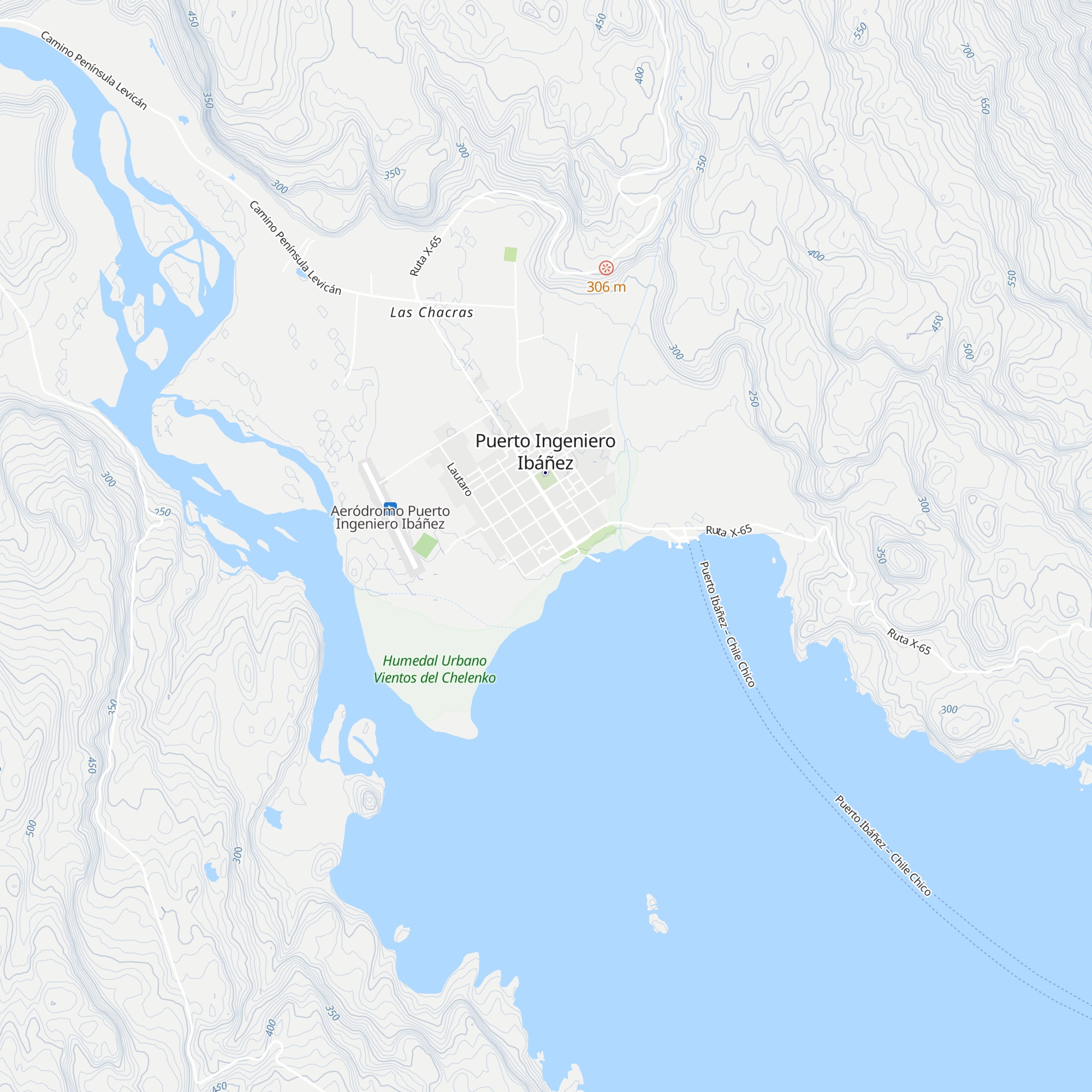 Cabañas Shehen Aike map