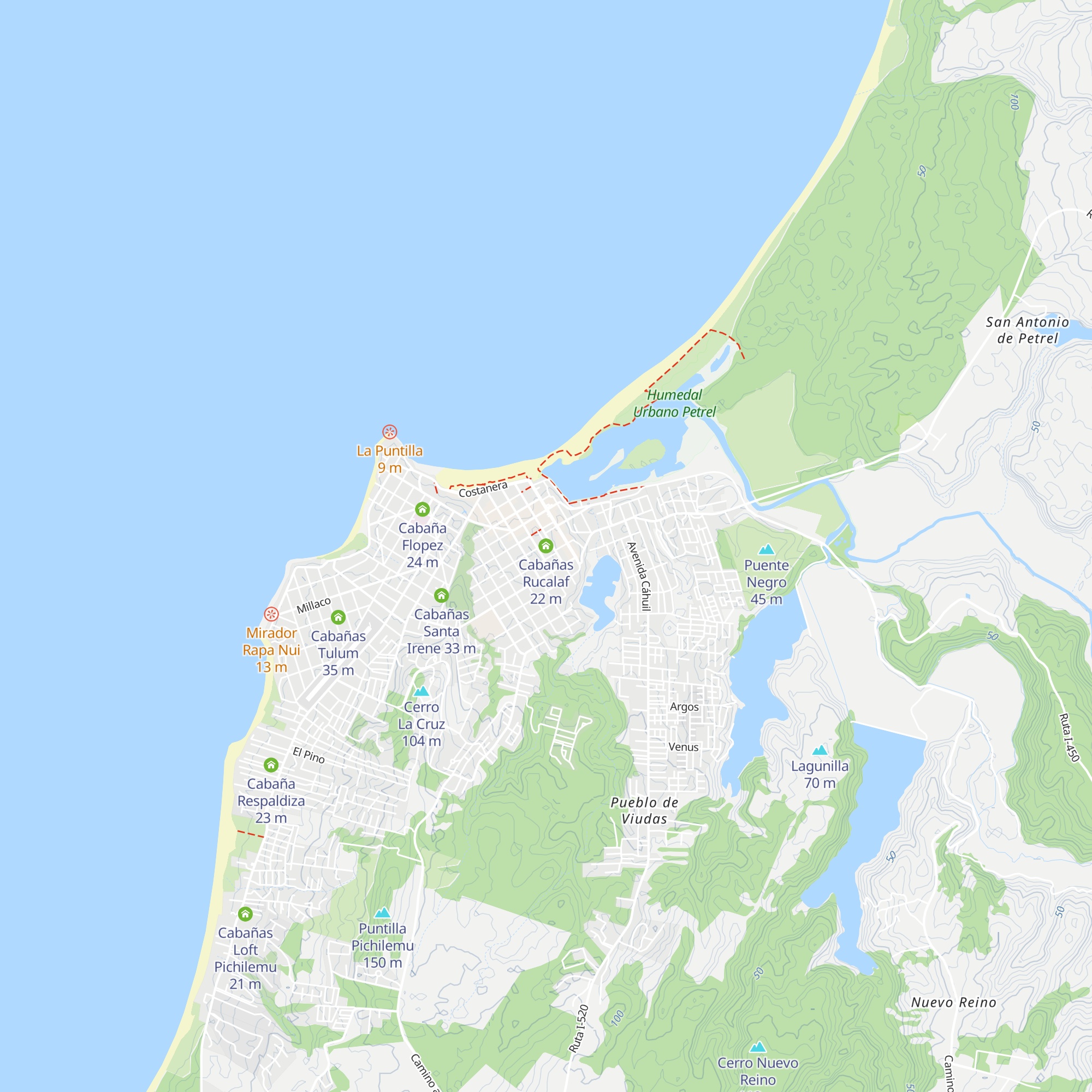 Cabañas Rucalaf map