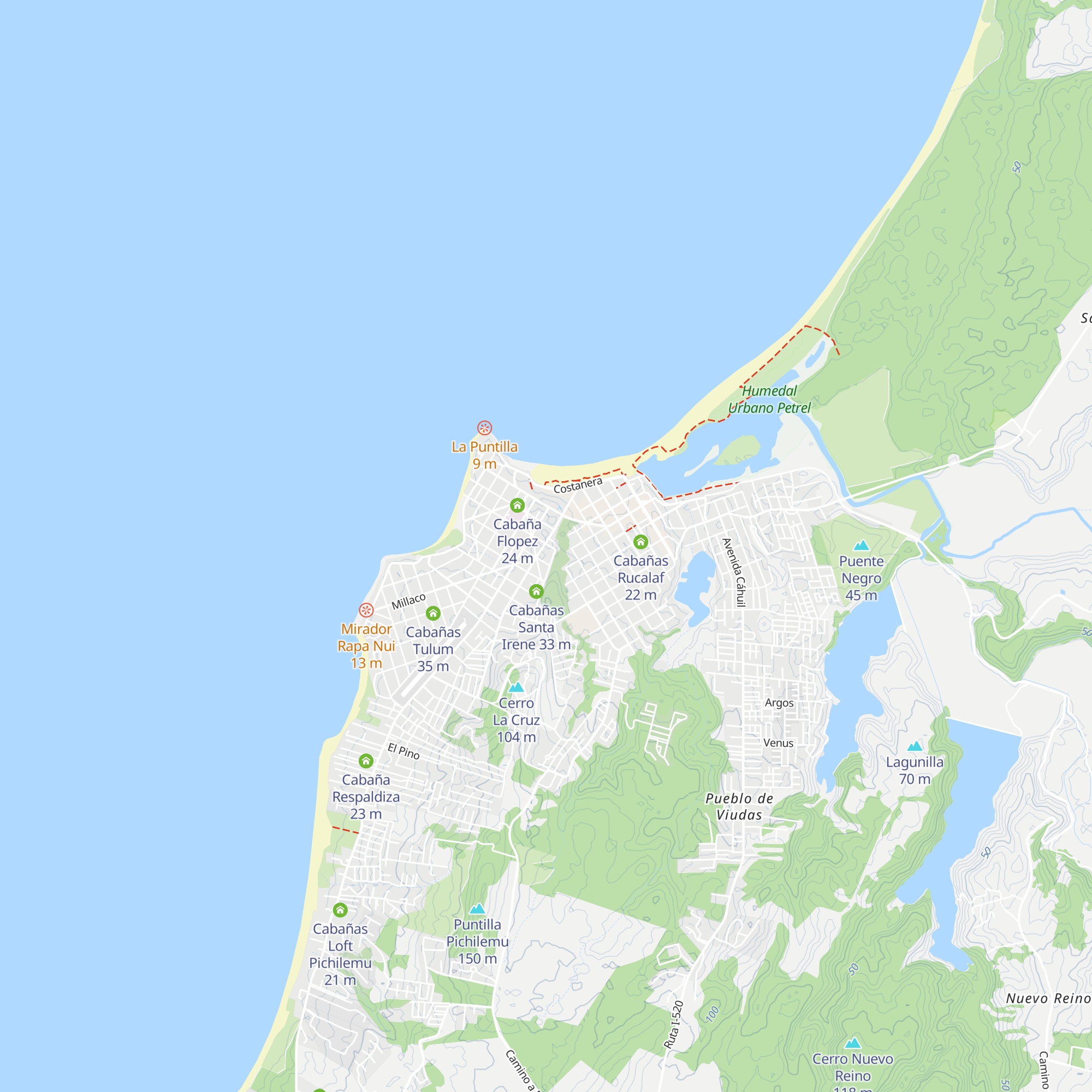 Cabañas Sol Norte map