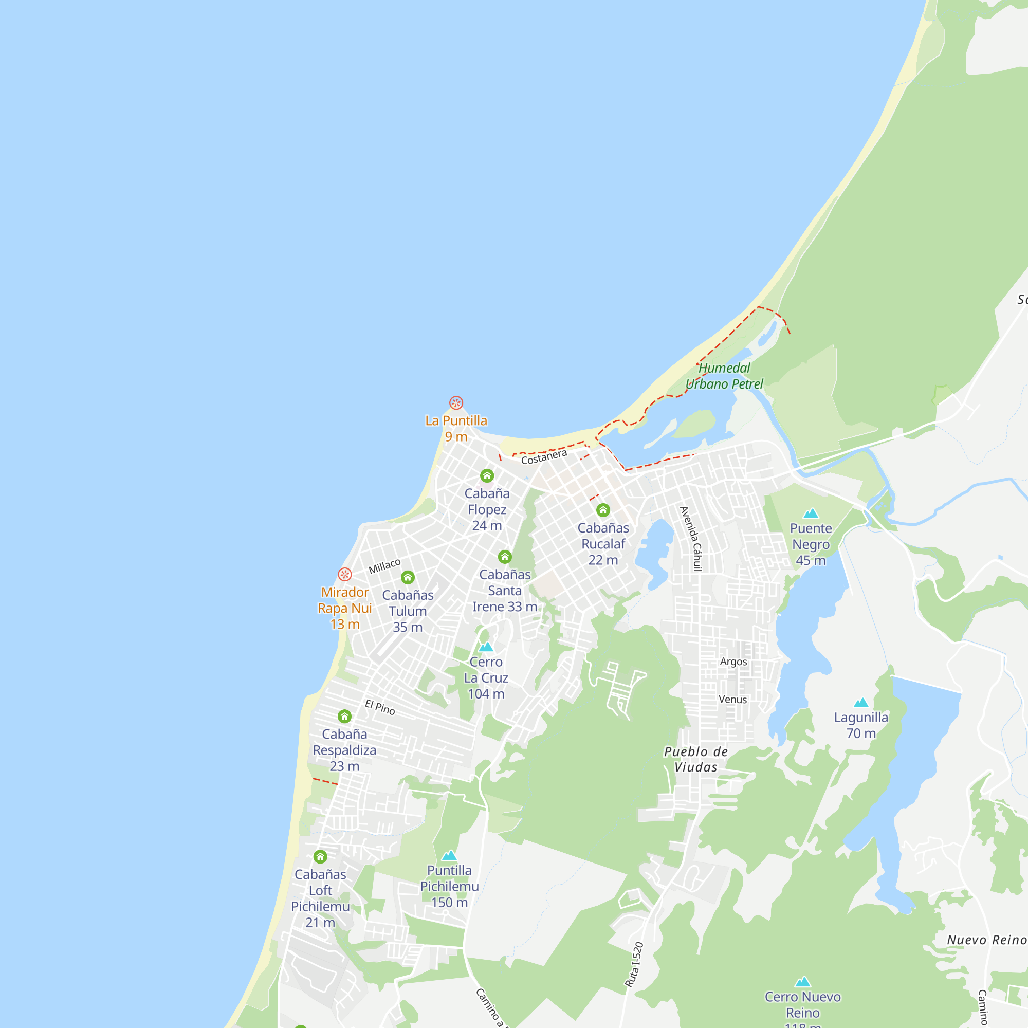 Cabañas Sol Norte map