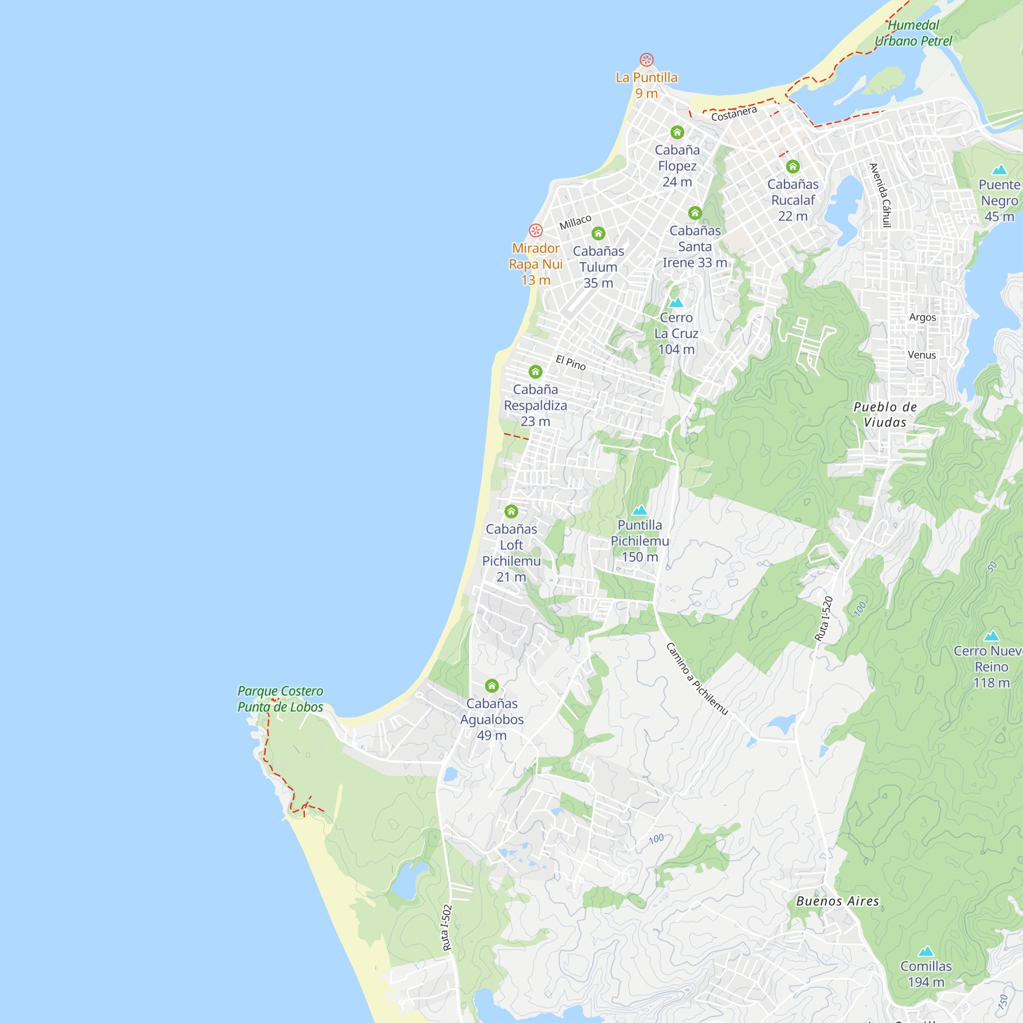 Cabañas Loft Pichilemu map