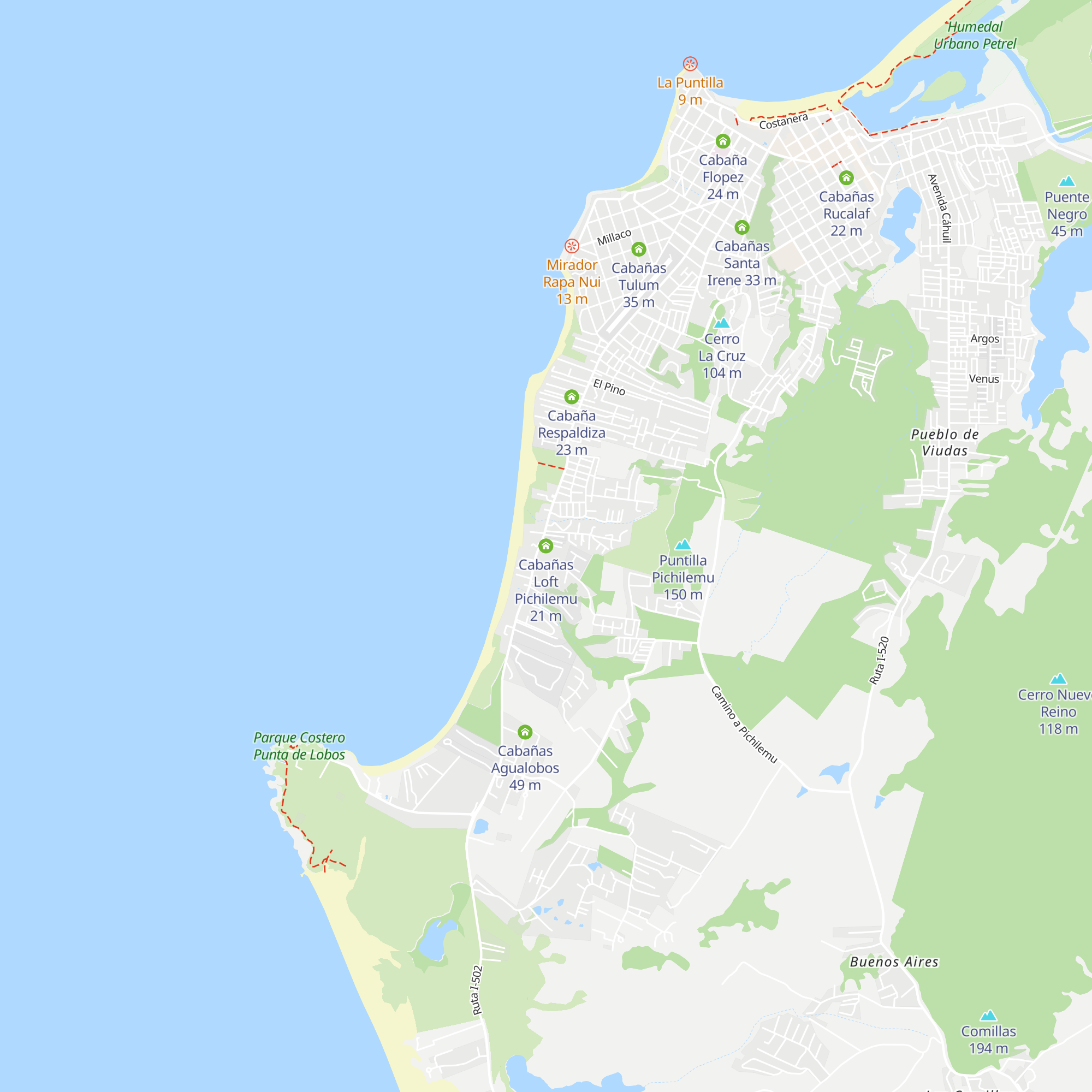 Cabañas Loft Pichilemu map