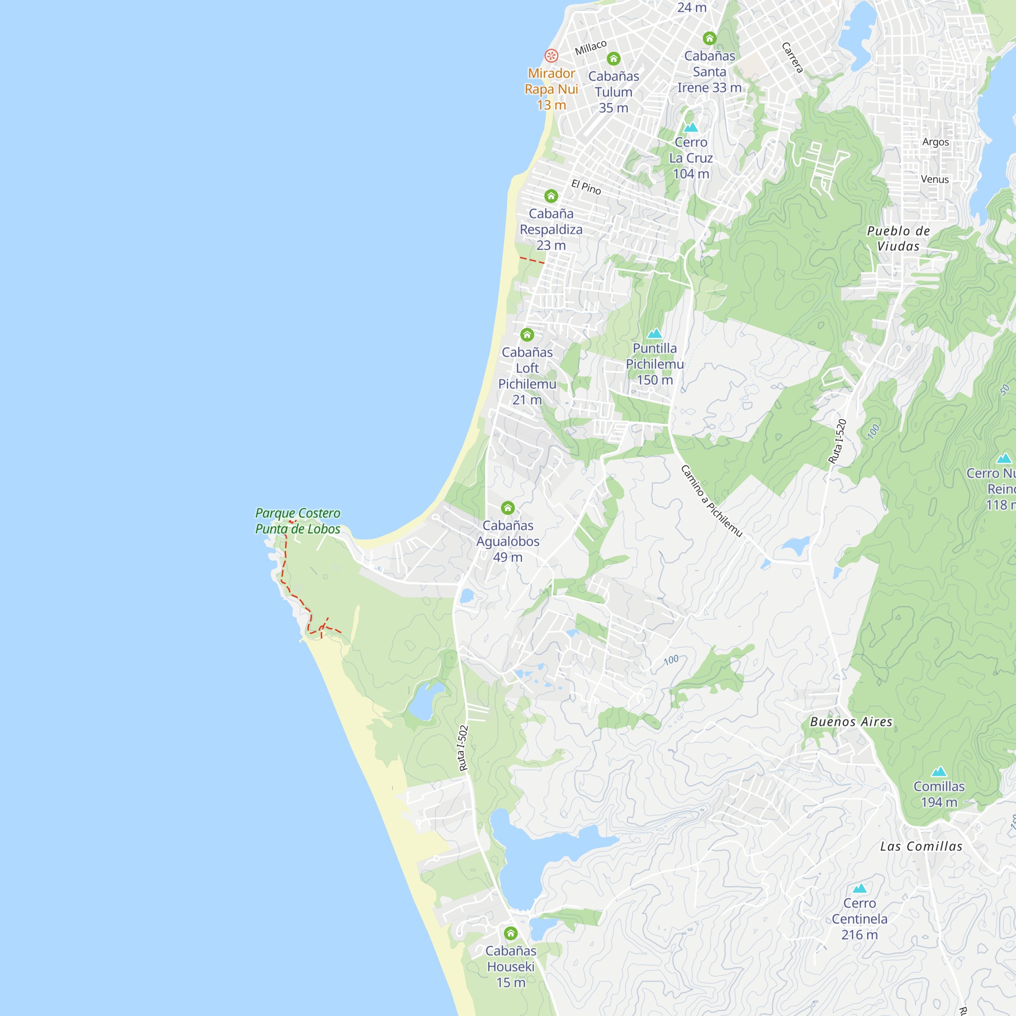 Cabañas Agualobos map