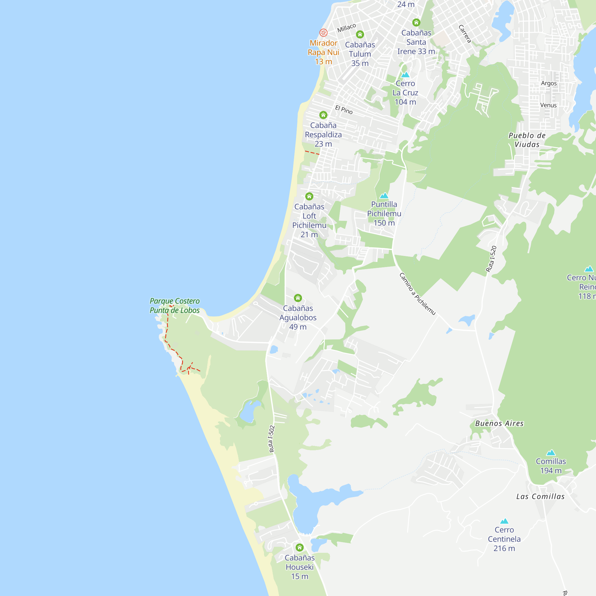 Cabañas Agualobos map