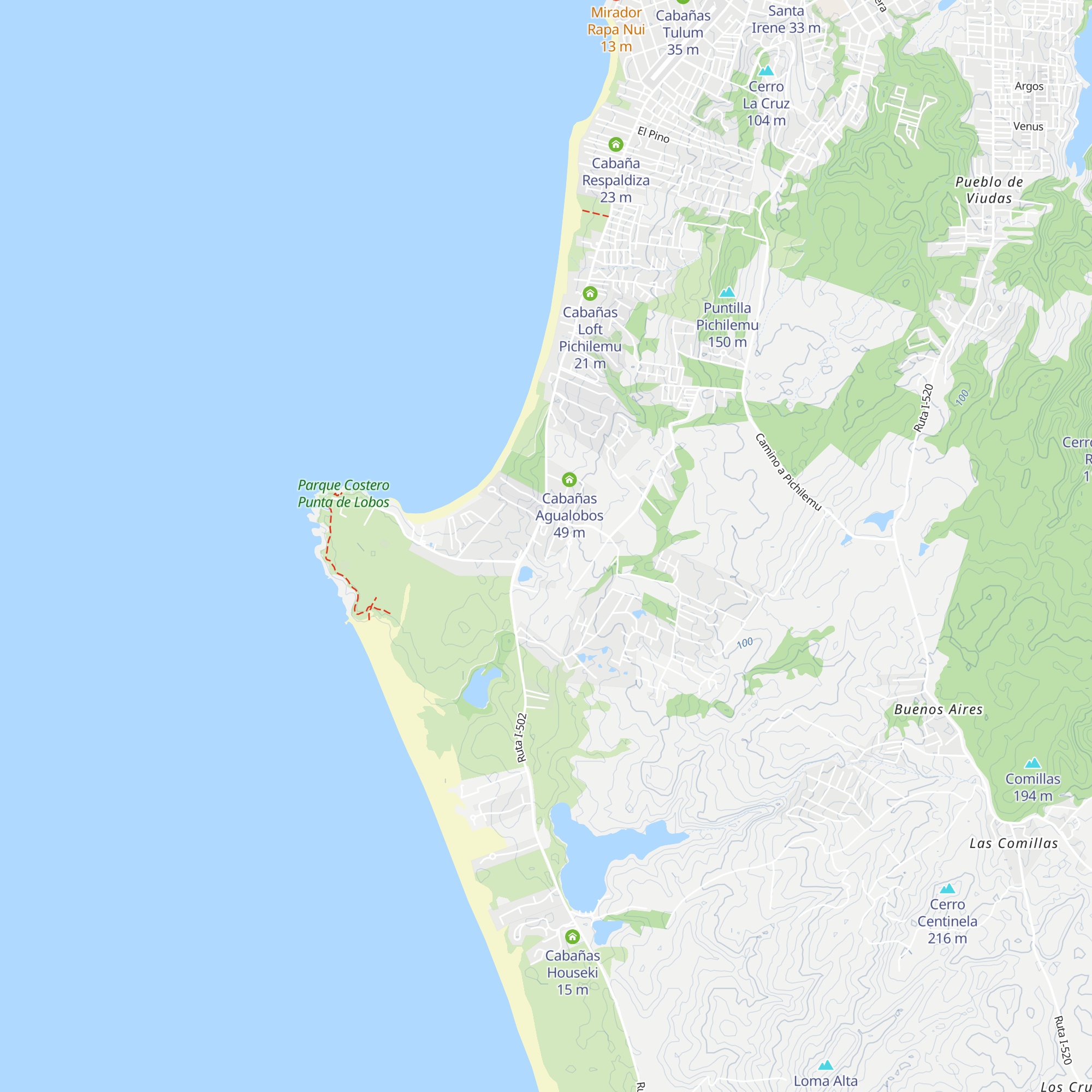 Cabañas Grulla map