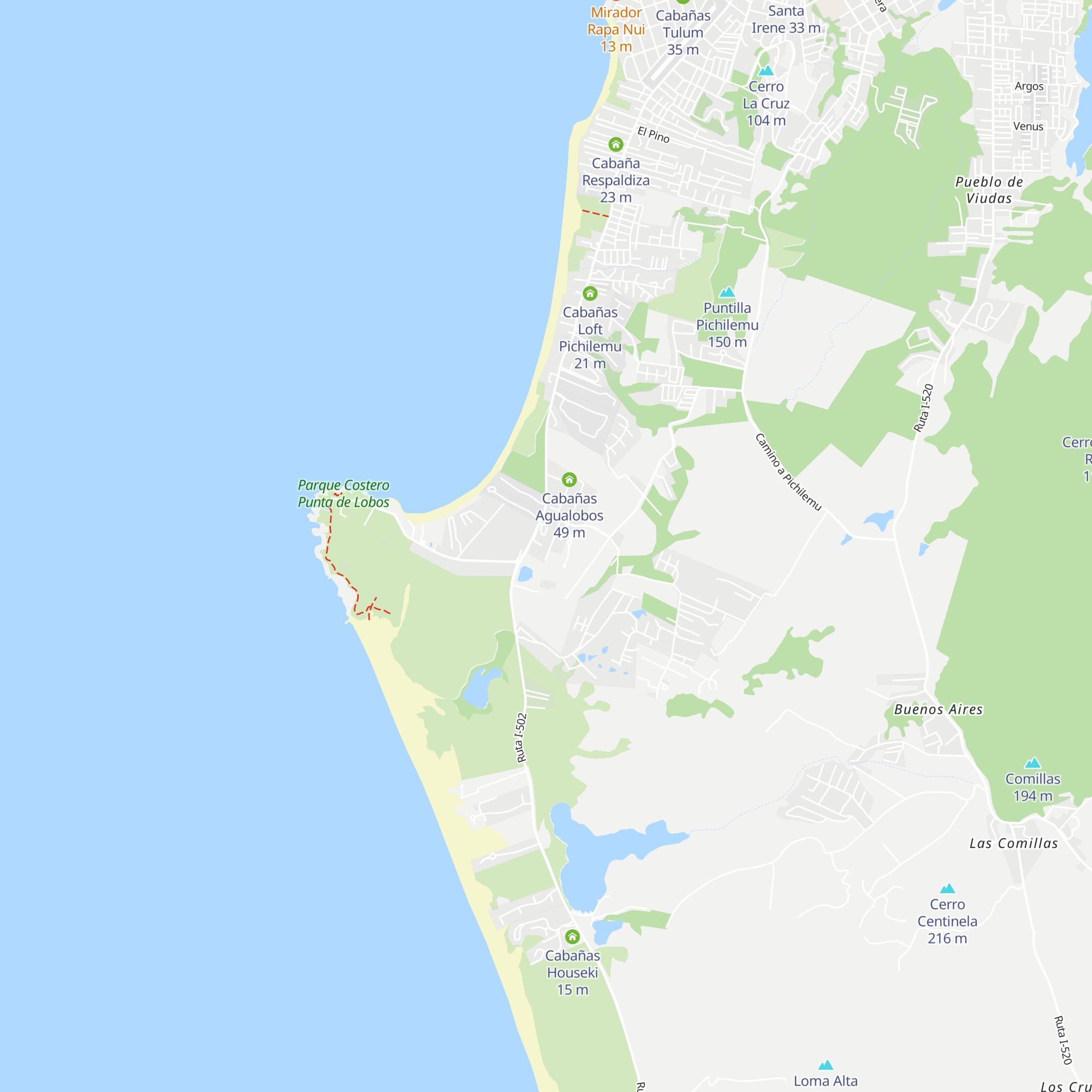 Cabañas Grulla map