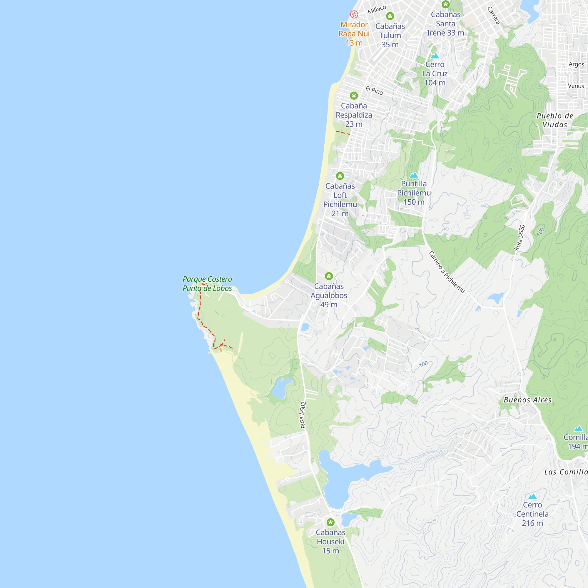 Cabañas Loica map