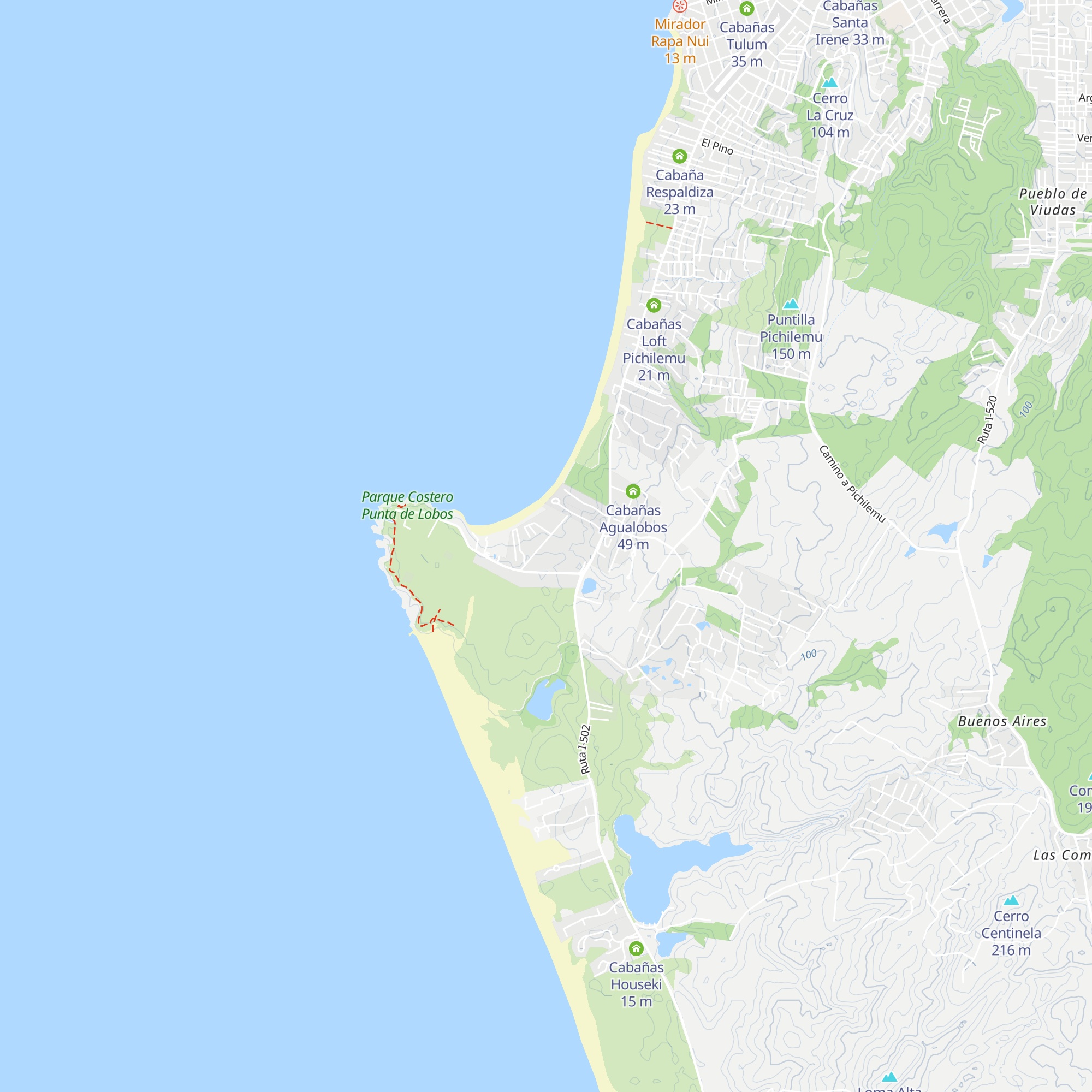 Cabañas Cantomar map