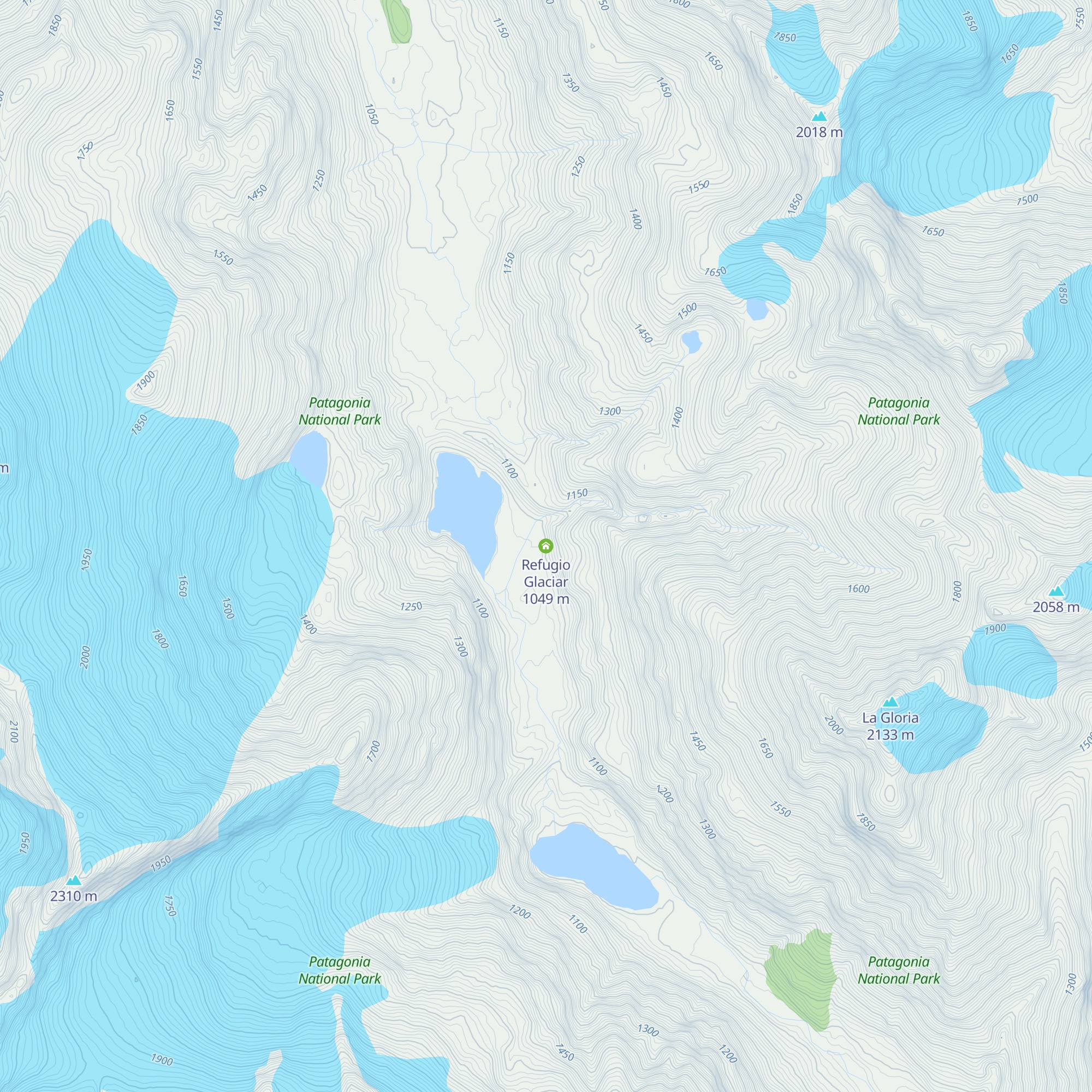 Refugio Glaciar map