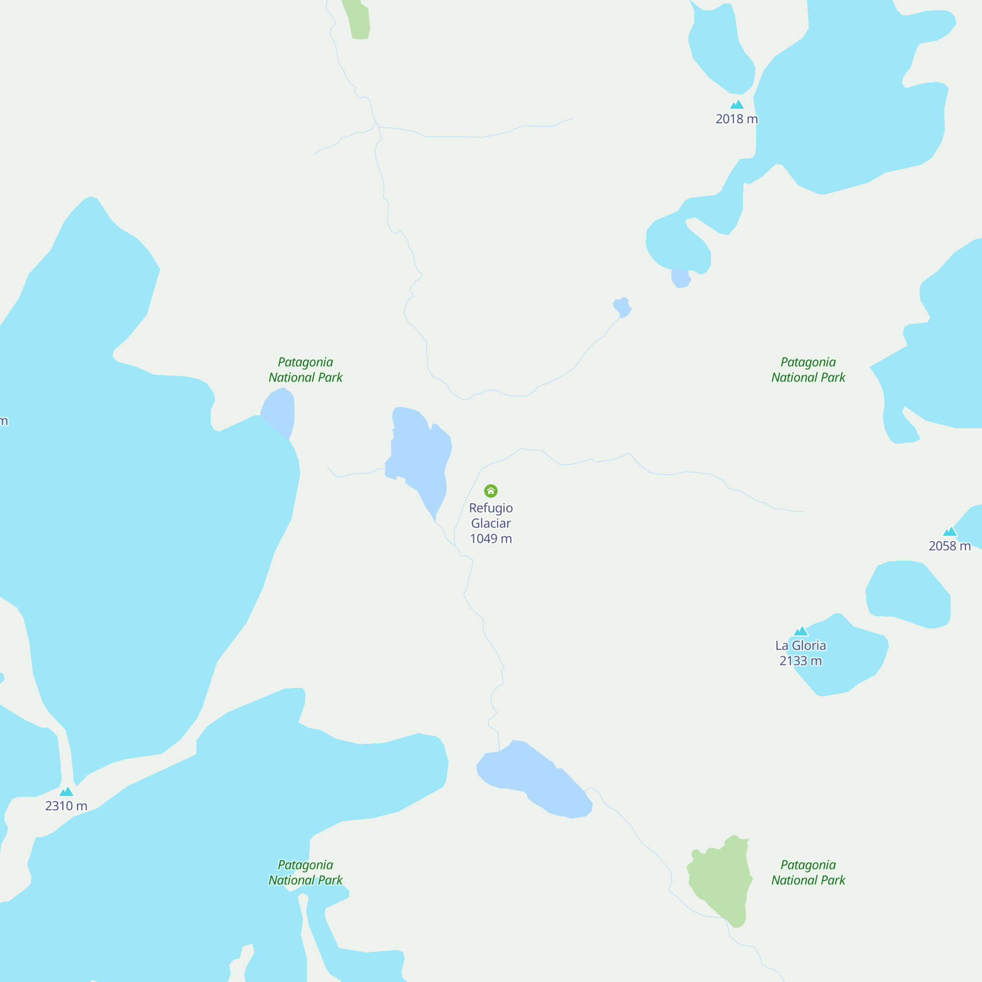 Refugio Glaciar map