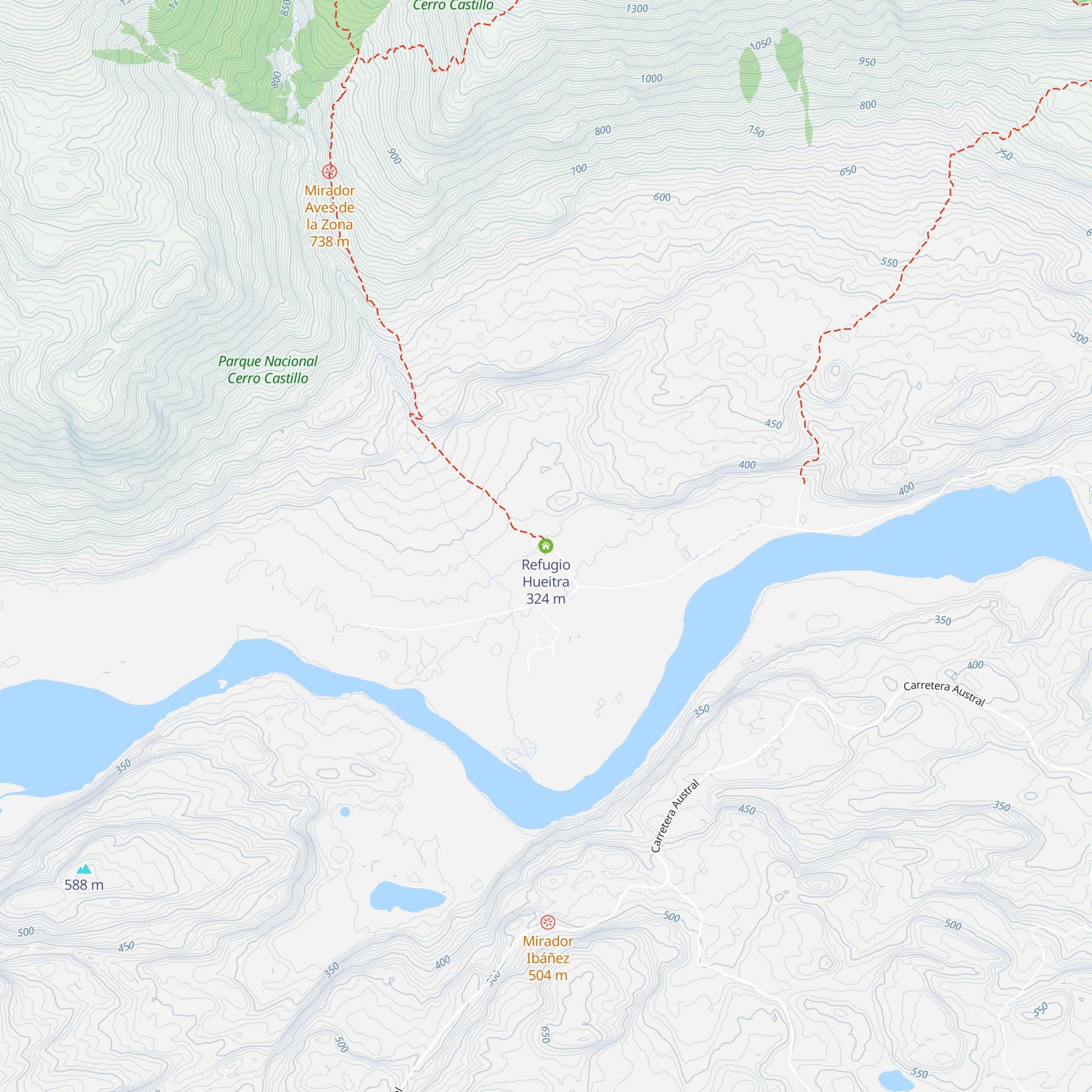 Refugio Hueitra map