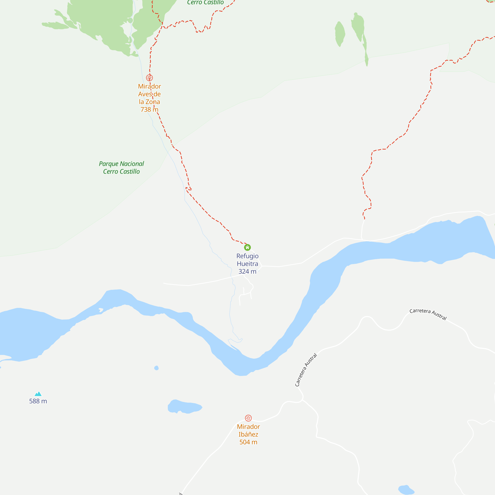 Refugio Hueitra map