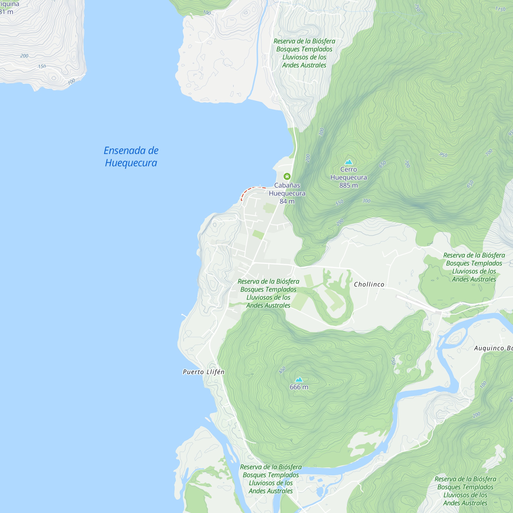 Cabañas Licán map