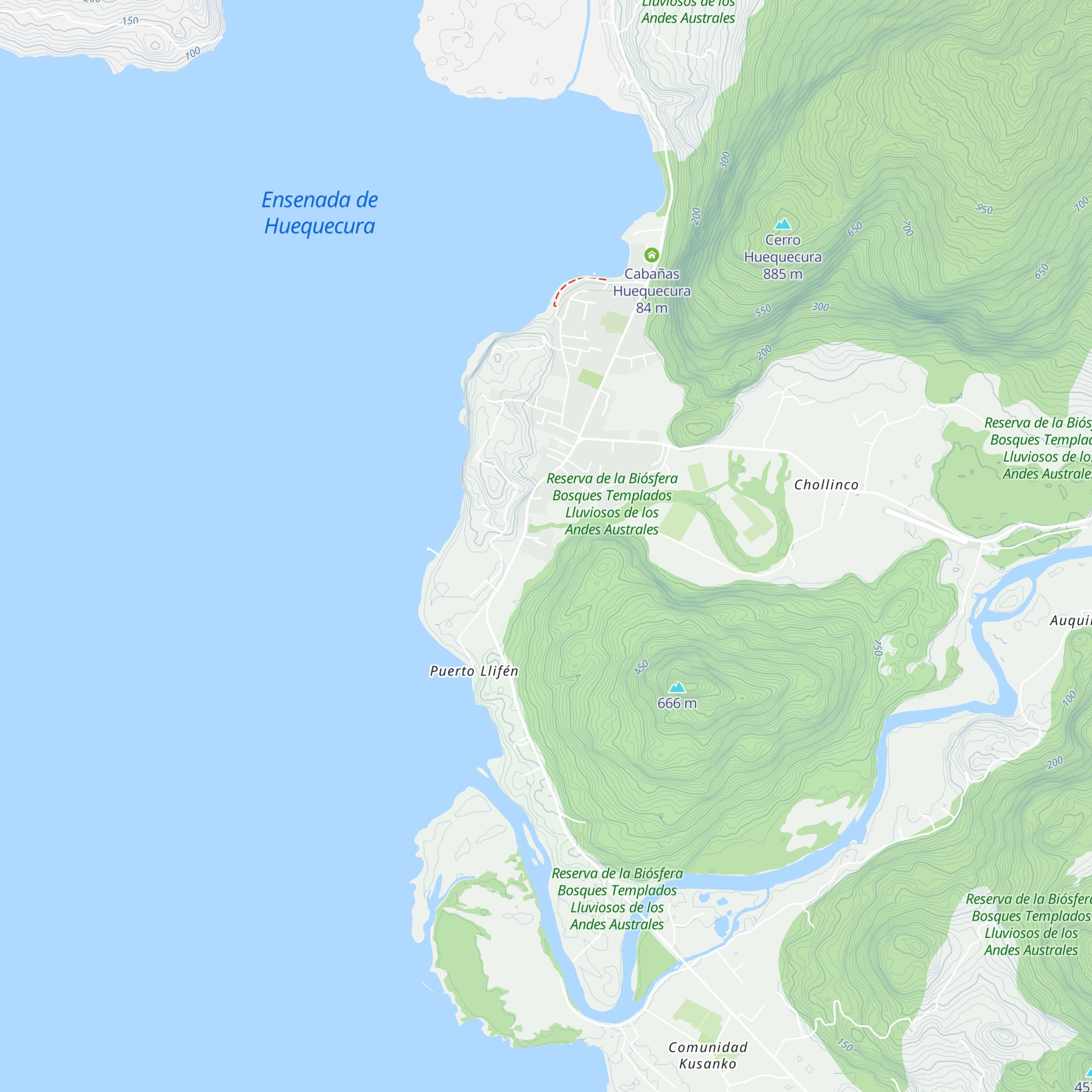 Cabañas Llifen map