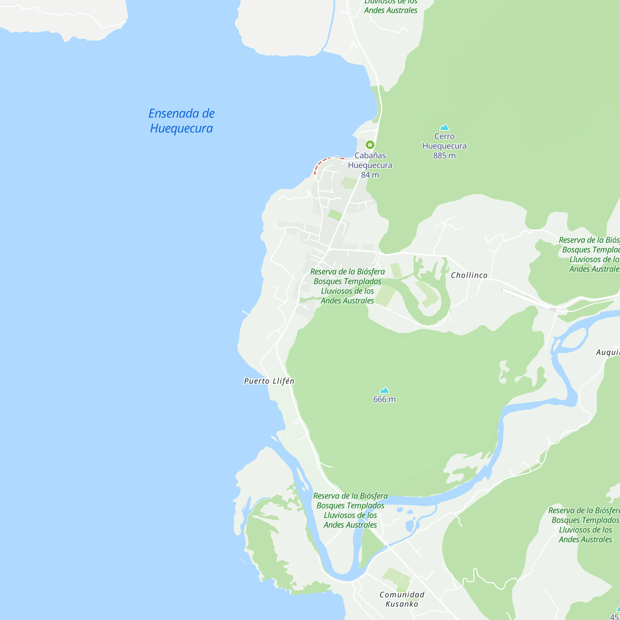 Cabañas Llifen map