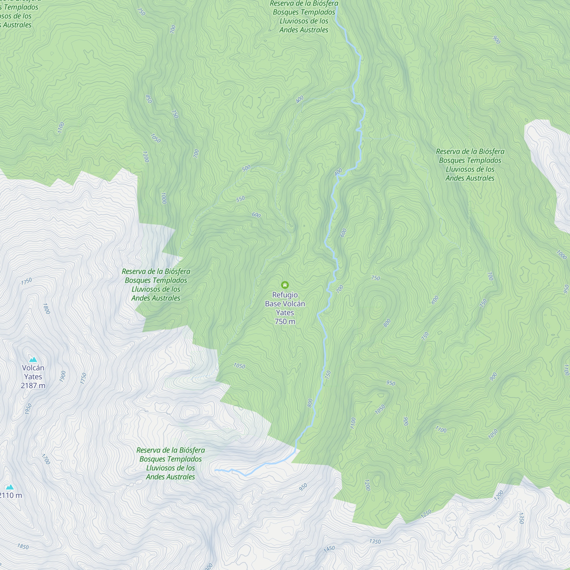Refugio Base Volcán Yates map