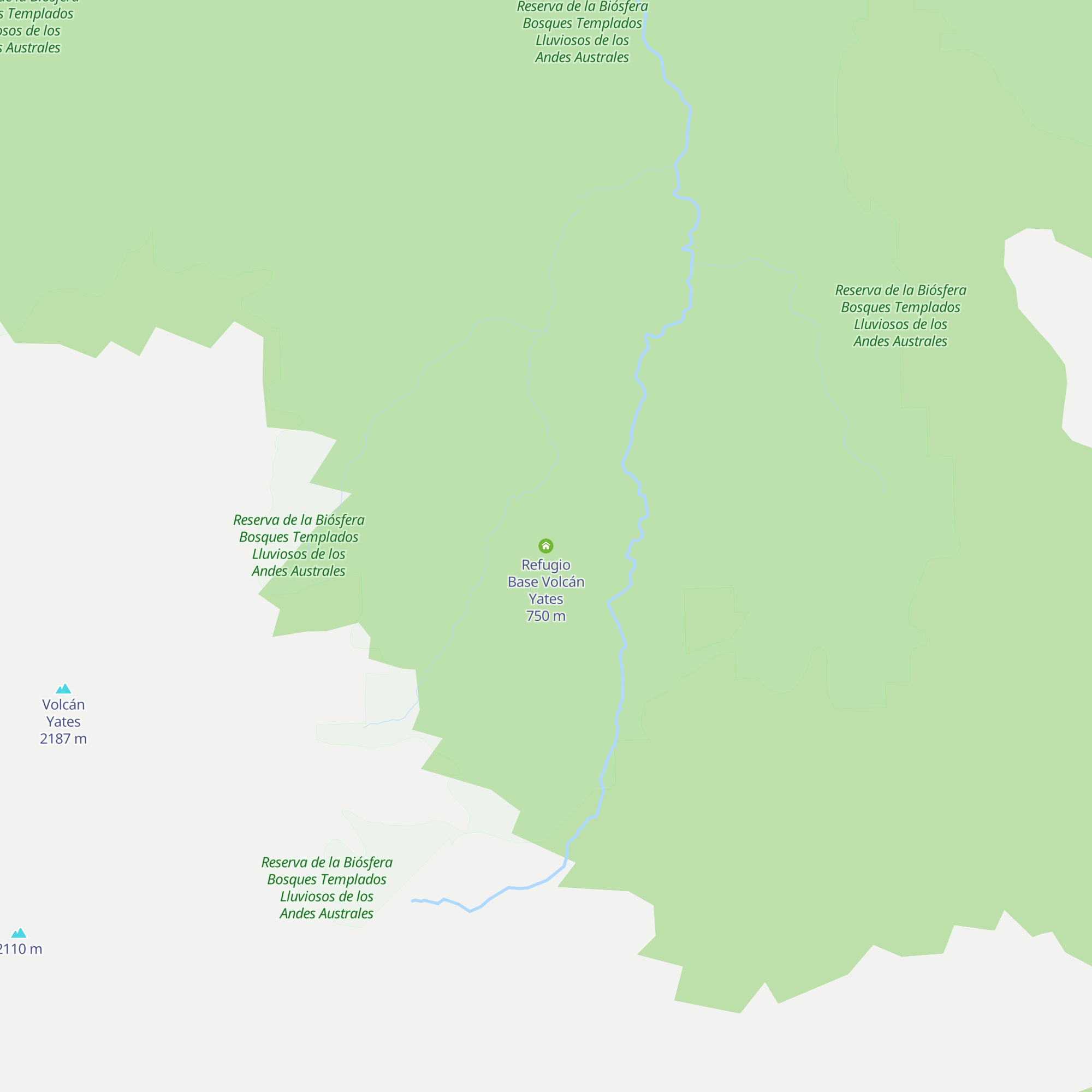 Refugio Base Volcán Yates map