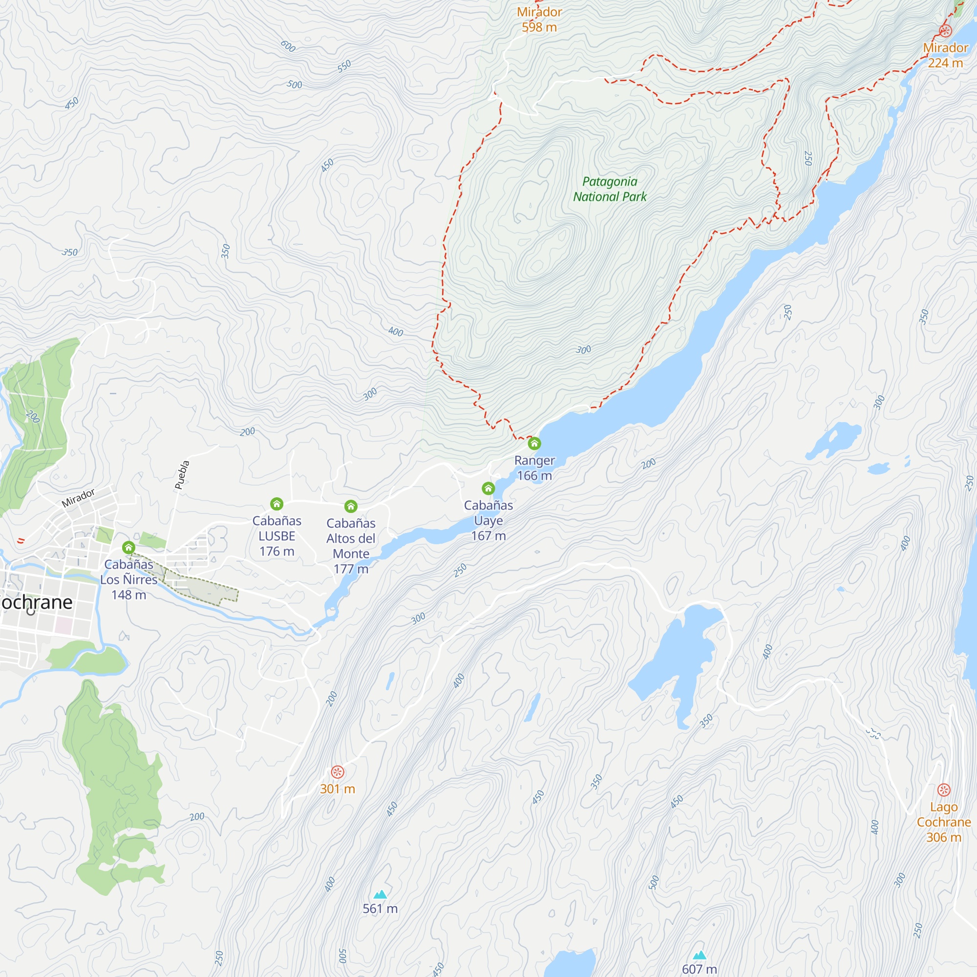Cabañas Uaye map