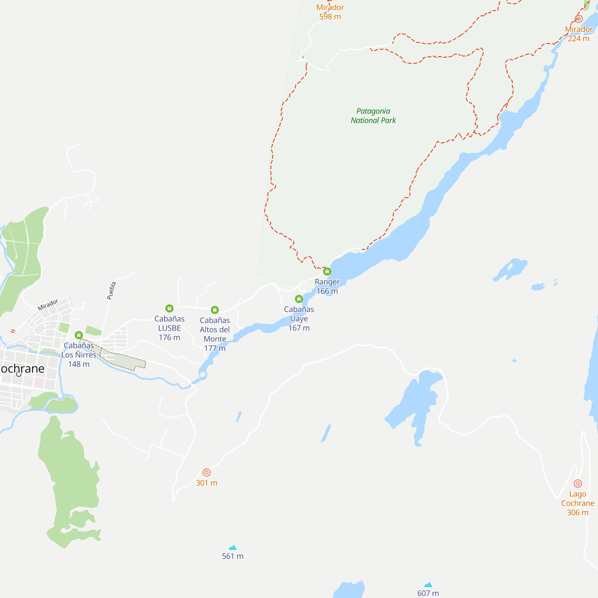 Cabañas Uaye map