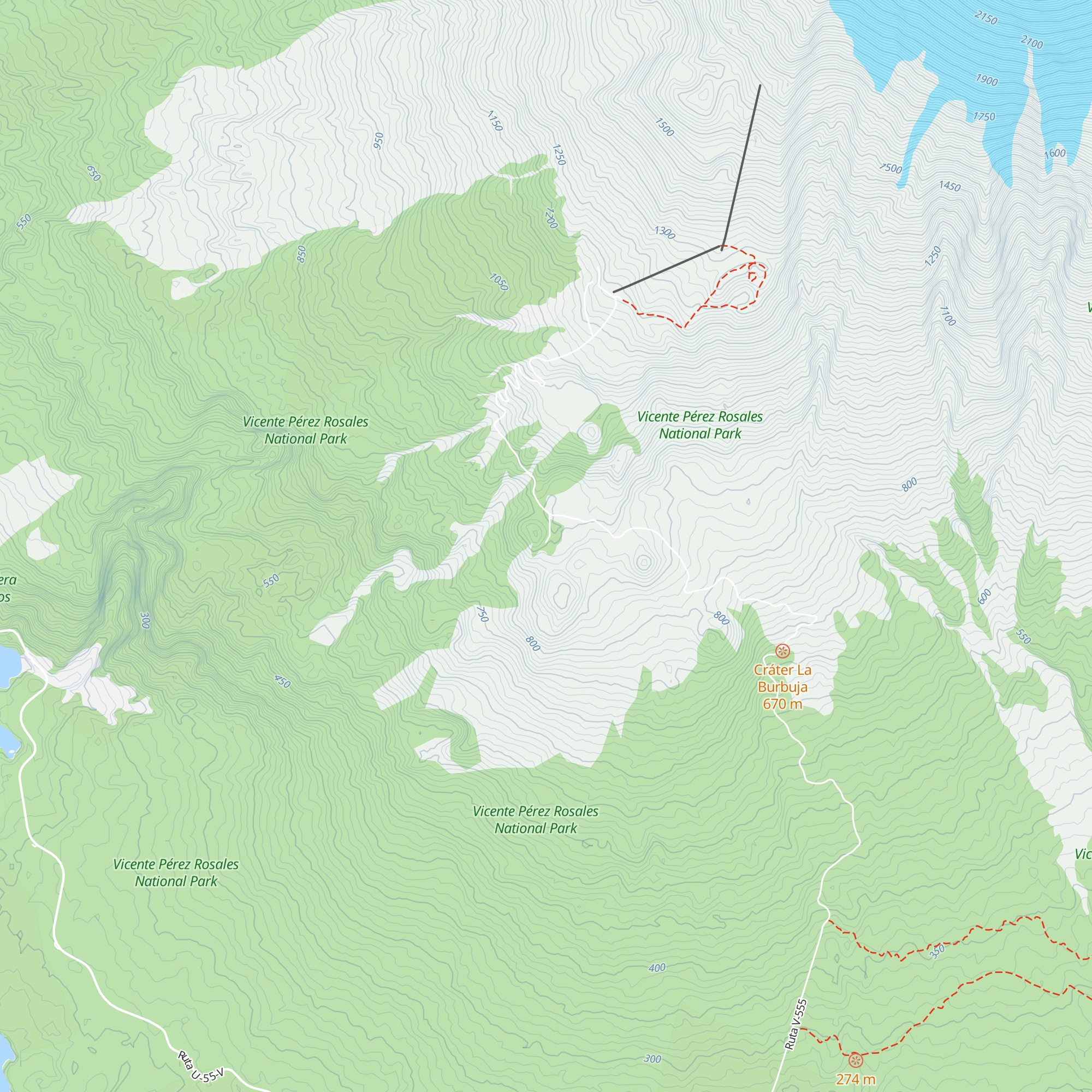 Refugio Los Pumas map