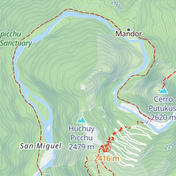 Map of Montaña Huayna Picchu