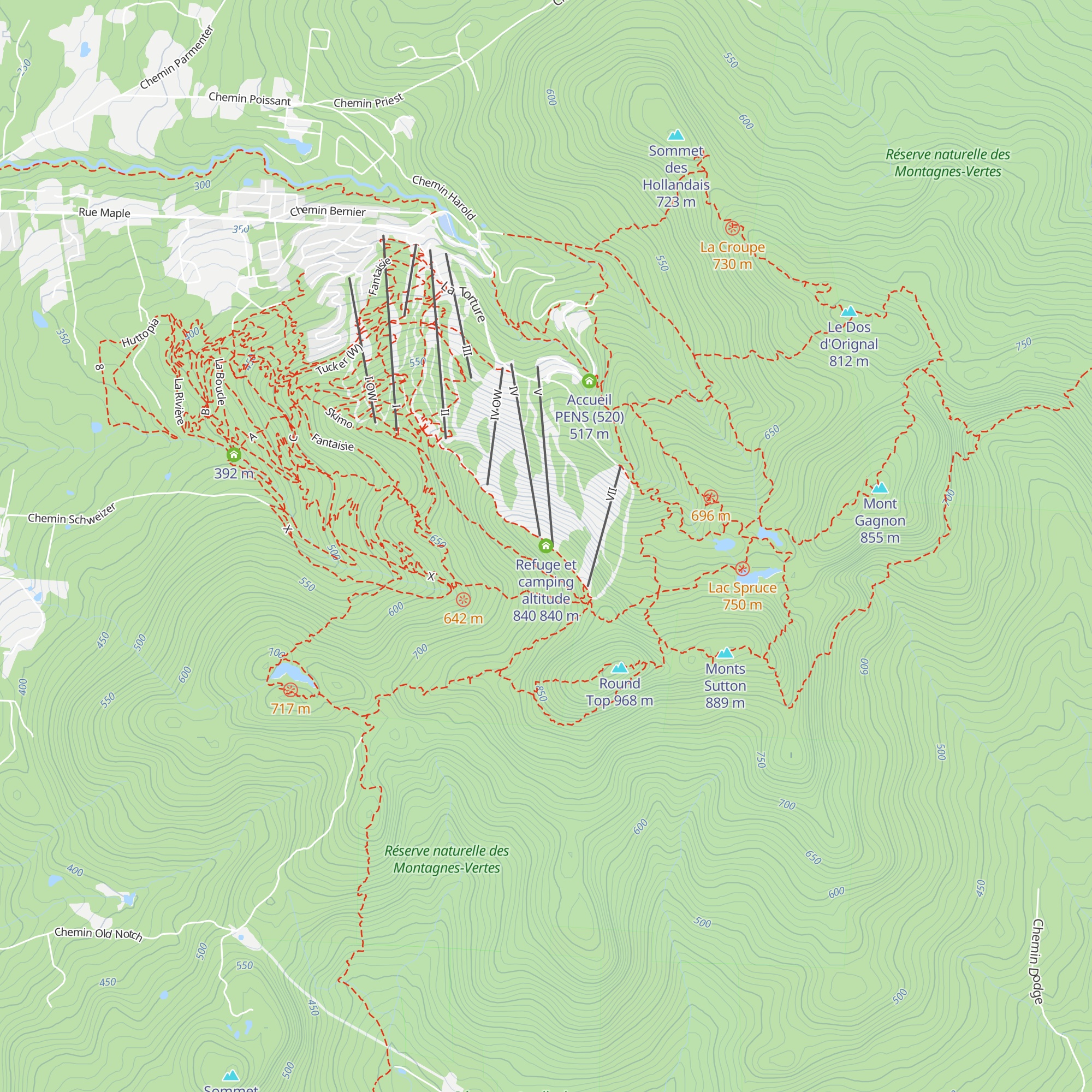 Refuge et camping altitude 840 map
