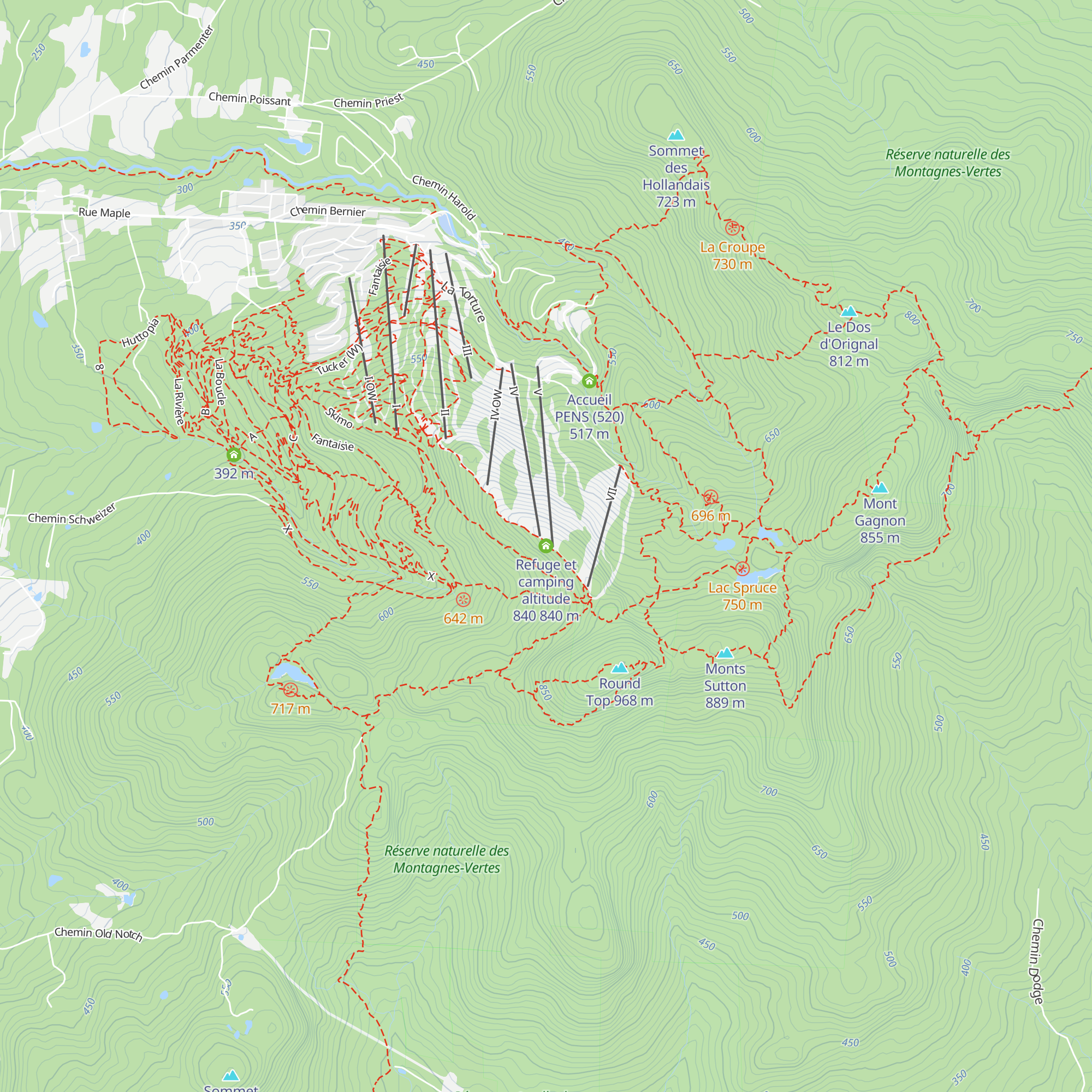 Refuge et camping altitude 840 map
