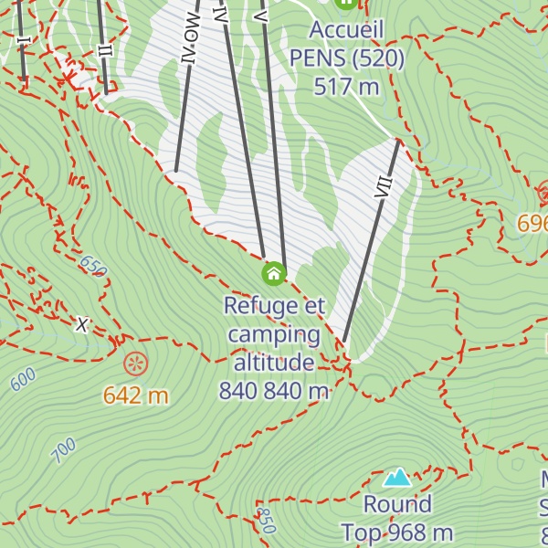 Map of Refuge et camping altitude 840