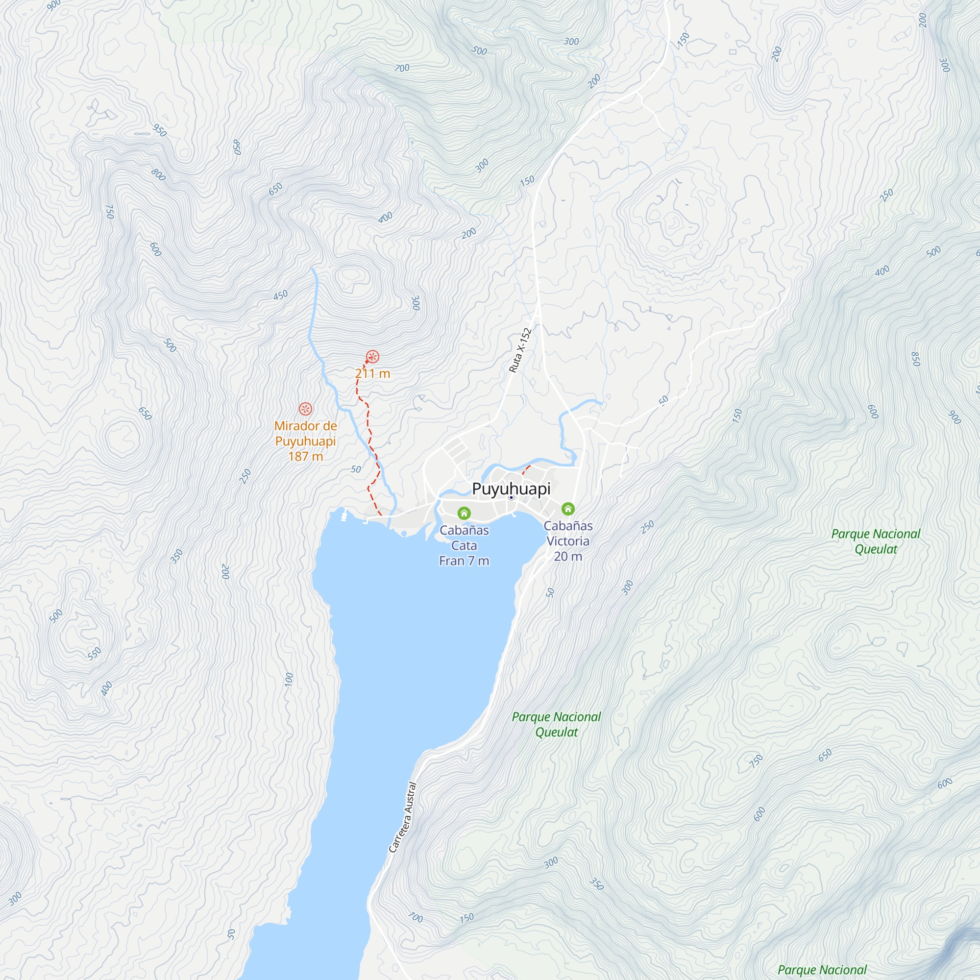 Cabañas Río Pascua map