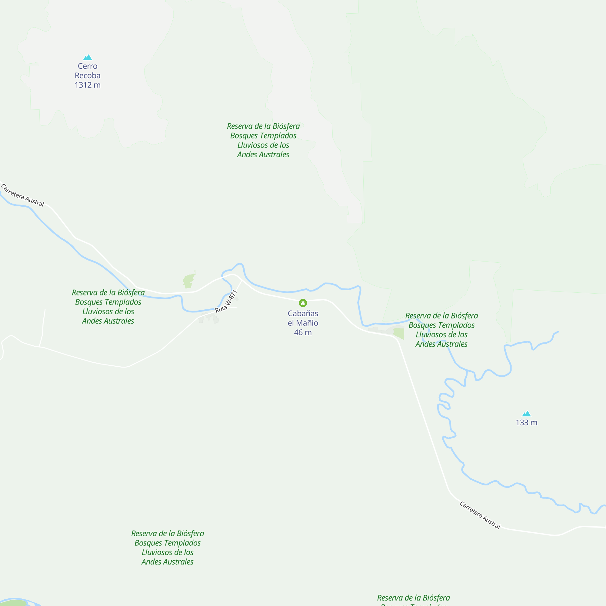 Cabañas el Mañio map