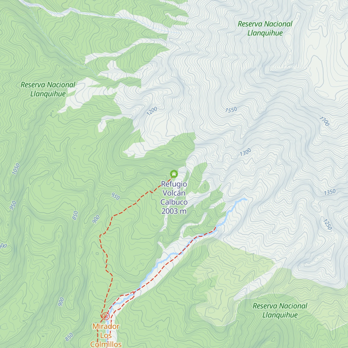 Refugio Volcán Calbuco map