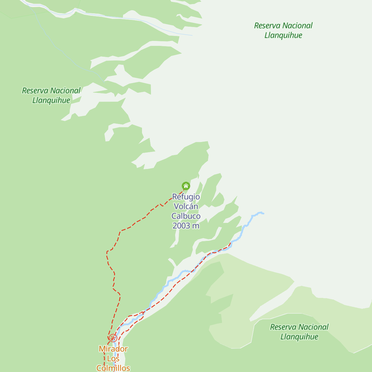 Refugio Volcán Calbuco map