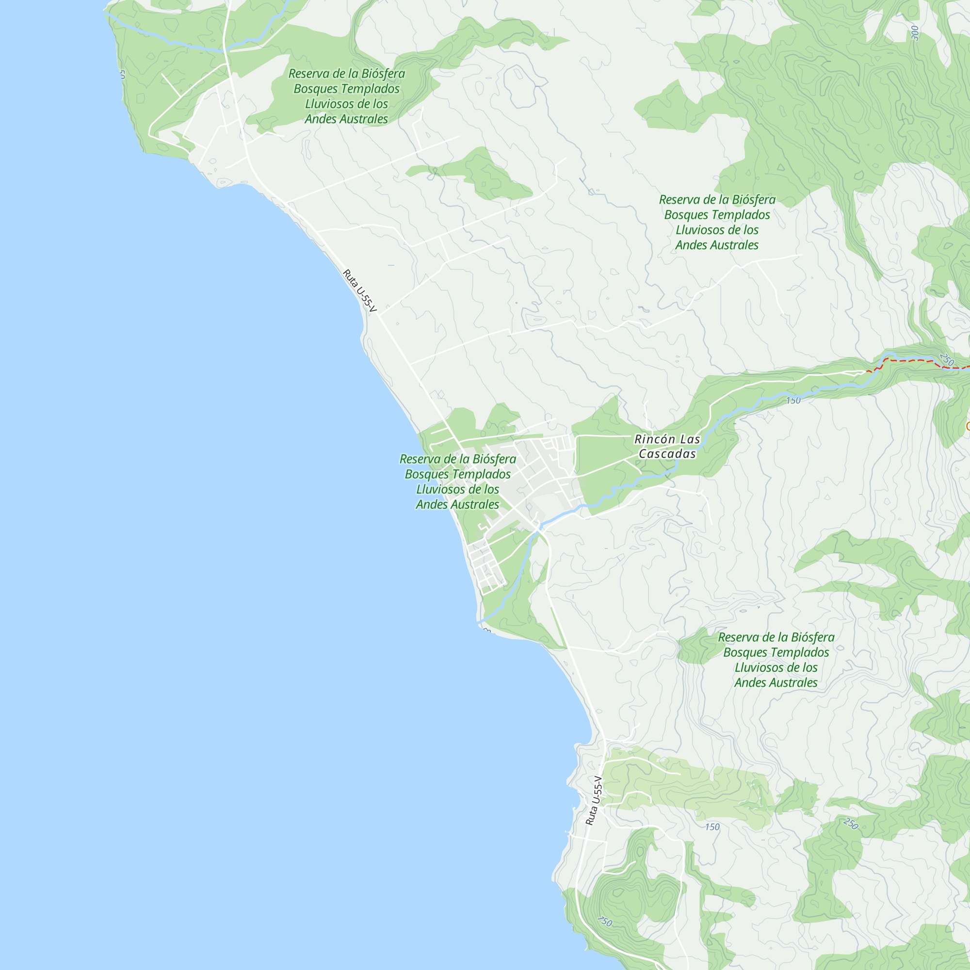 Refugio San José Las Cascadas map