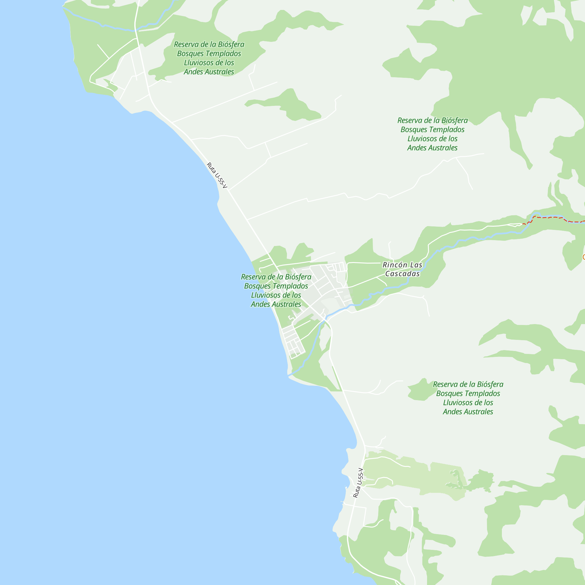 Refugio San José Las Cascadas map