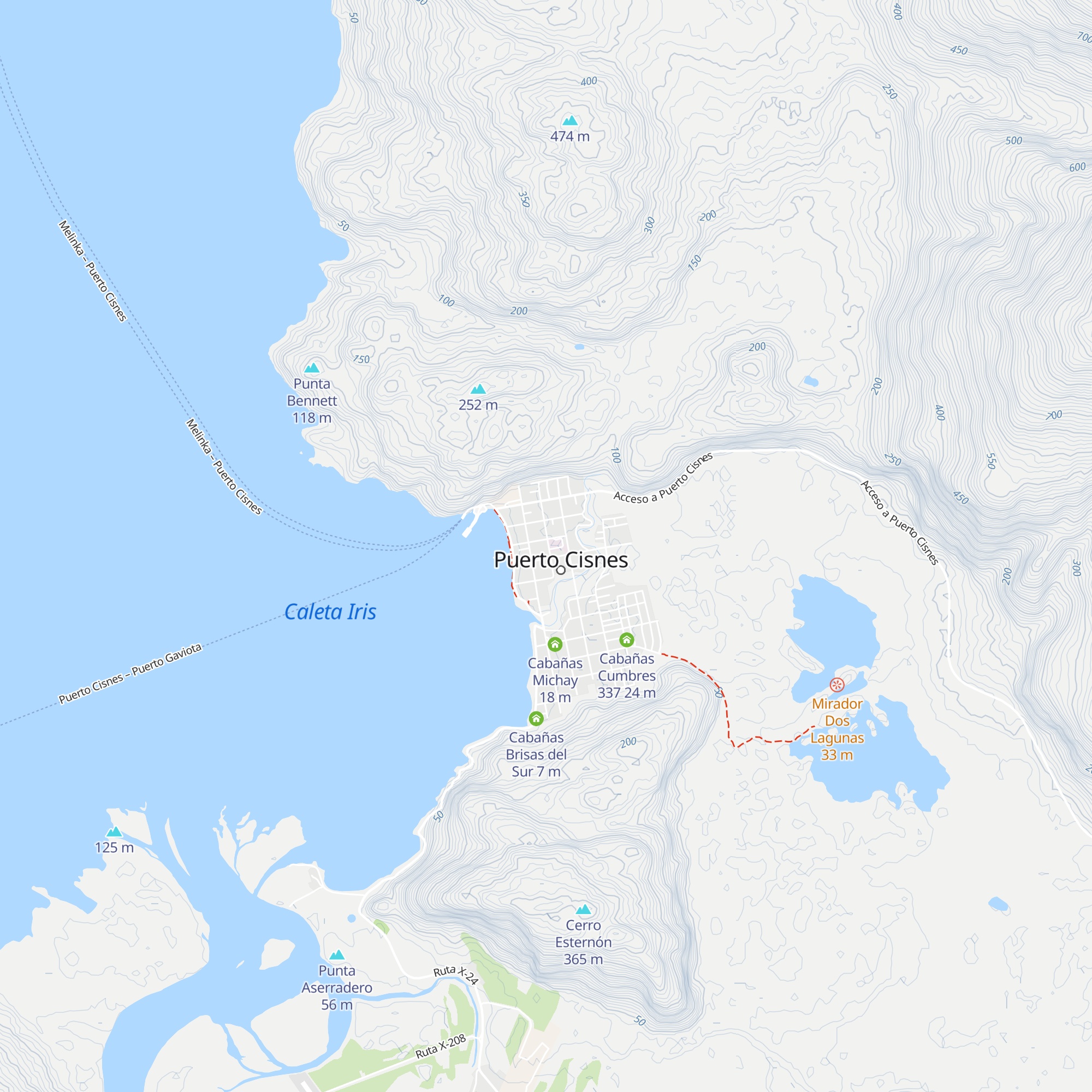Cabañas Bosque Patagón map