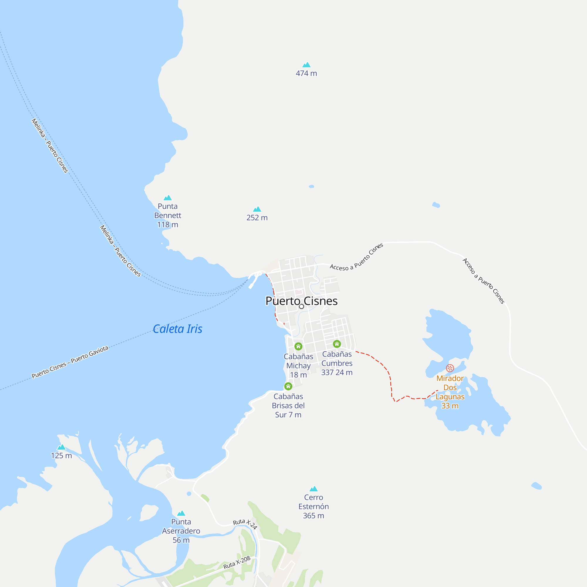Cabañas Bosque Patagón map