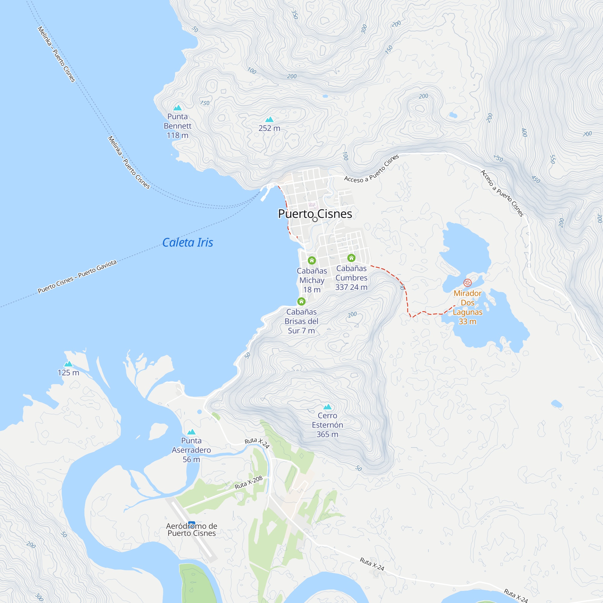 Cabañas Brisas del Sur map
