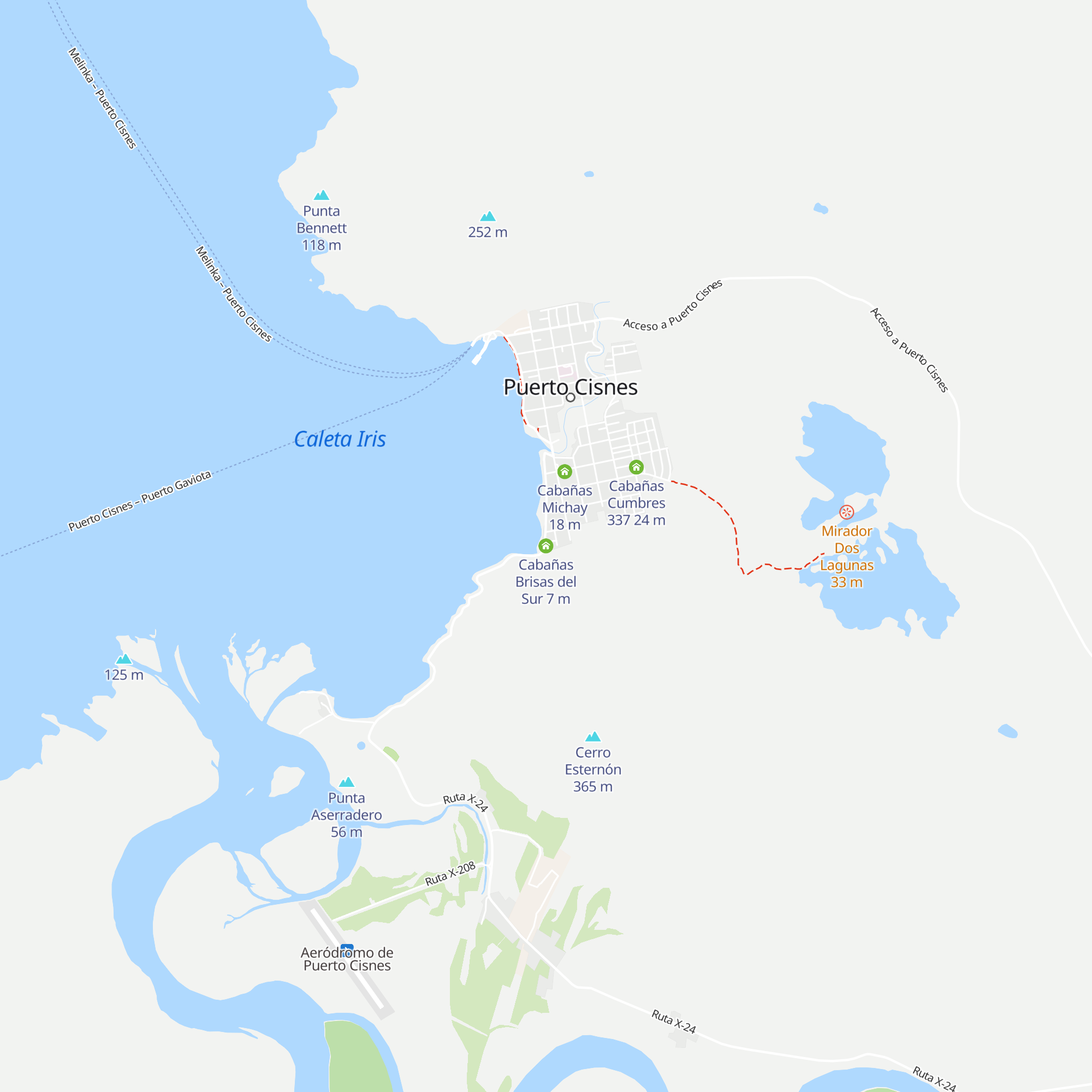 Cabañas Brisas del Sur map