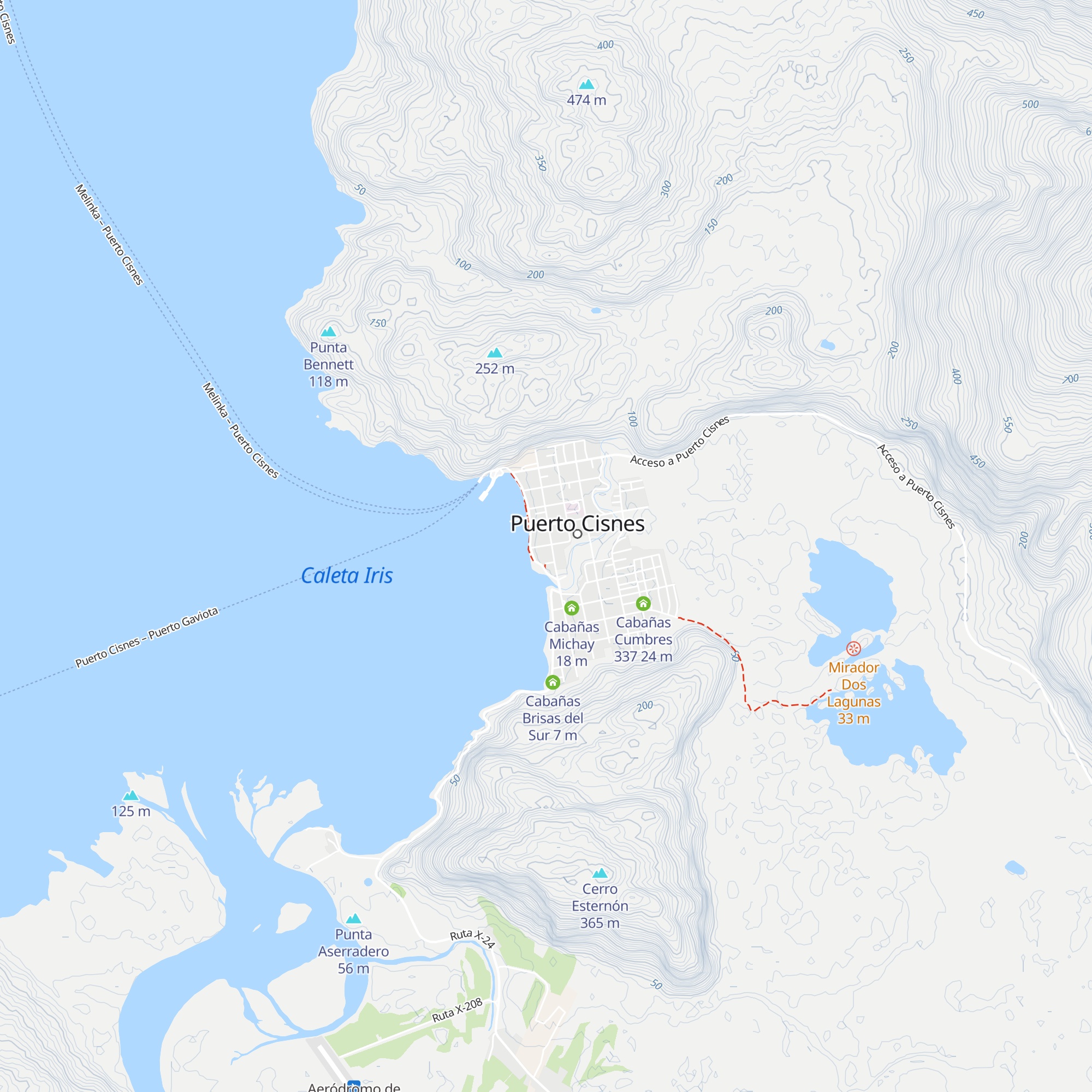Cabañas Cerro Gilberto map