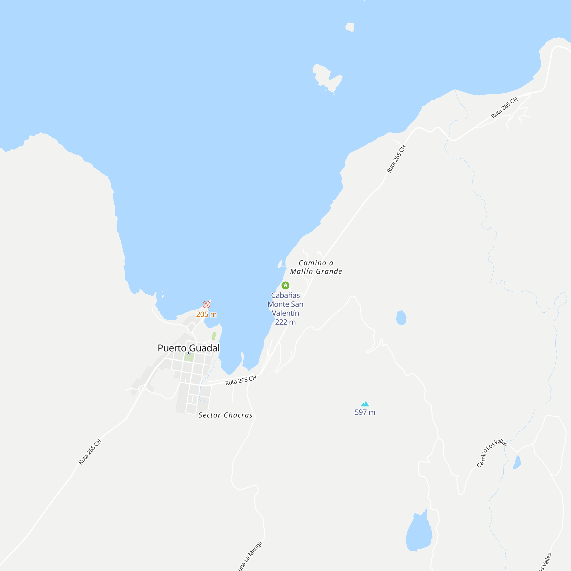 Cabañas Monte San Valentín map