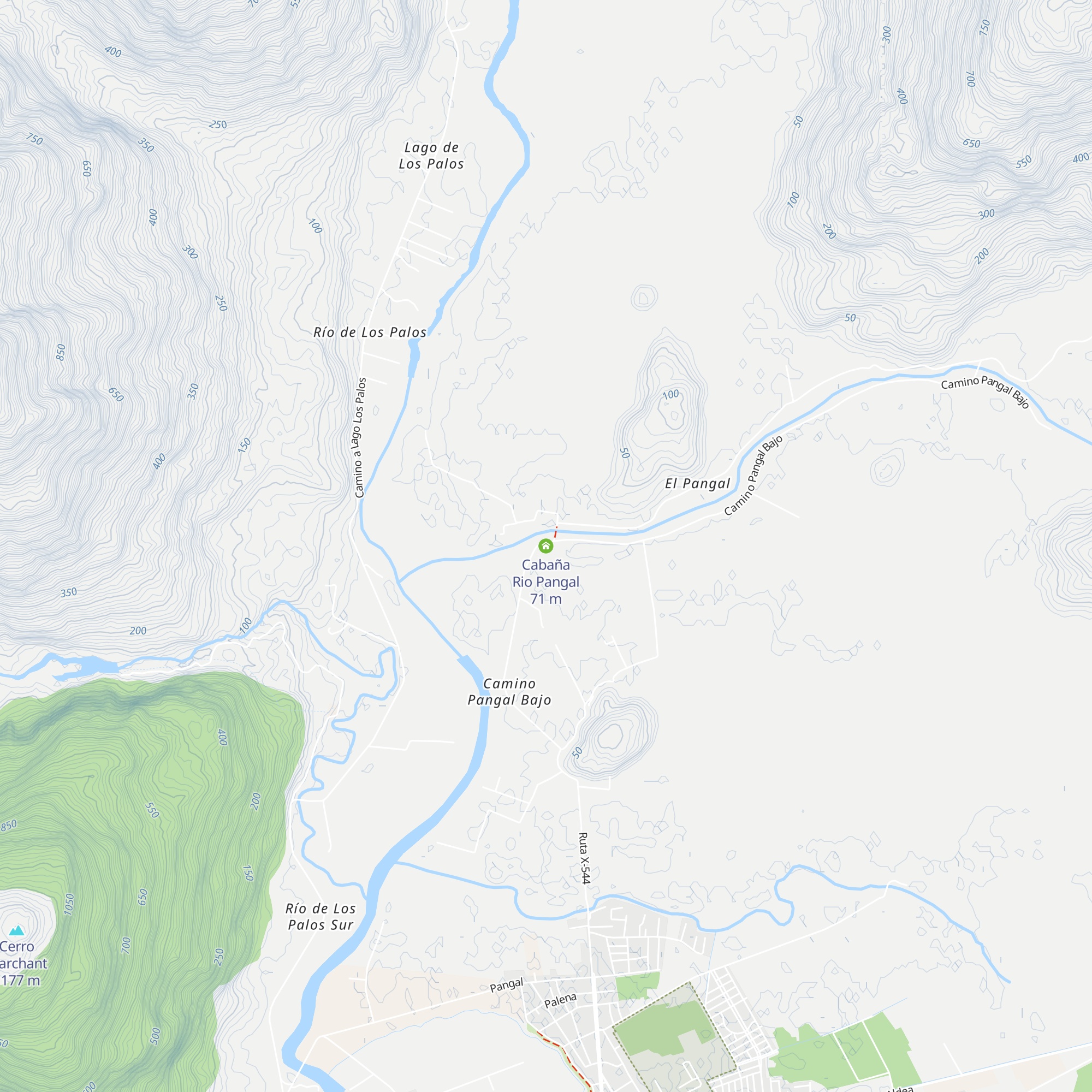 Cabaña Rio Pangal map